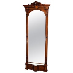 Antique Mirror rinascimentale in legno di noce, radica e marmo dorato