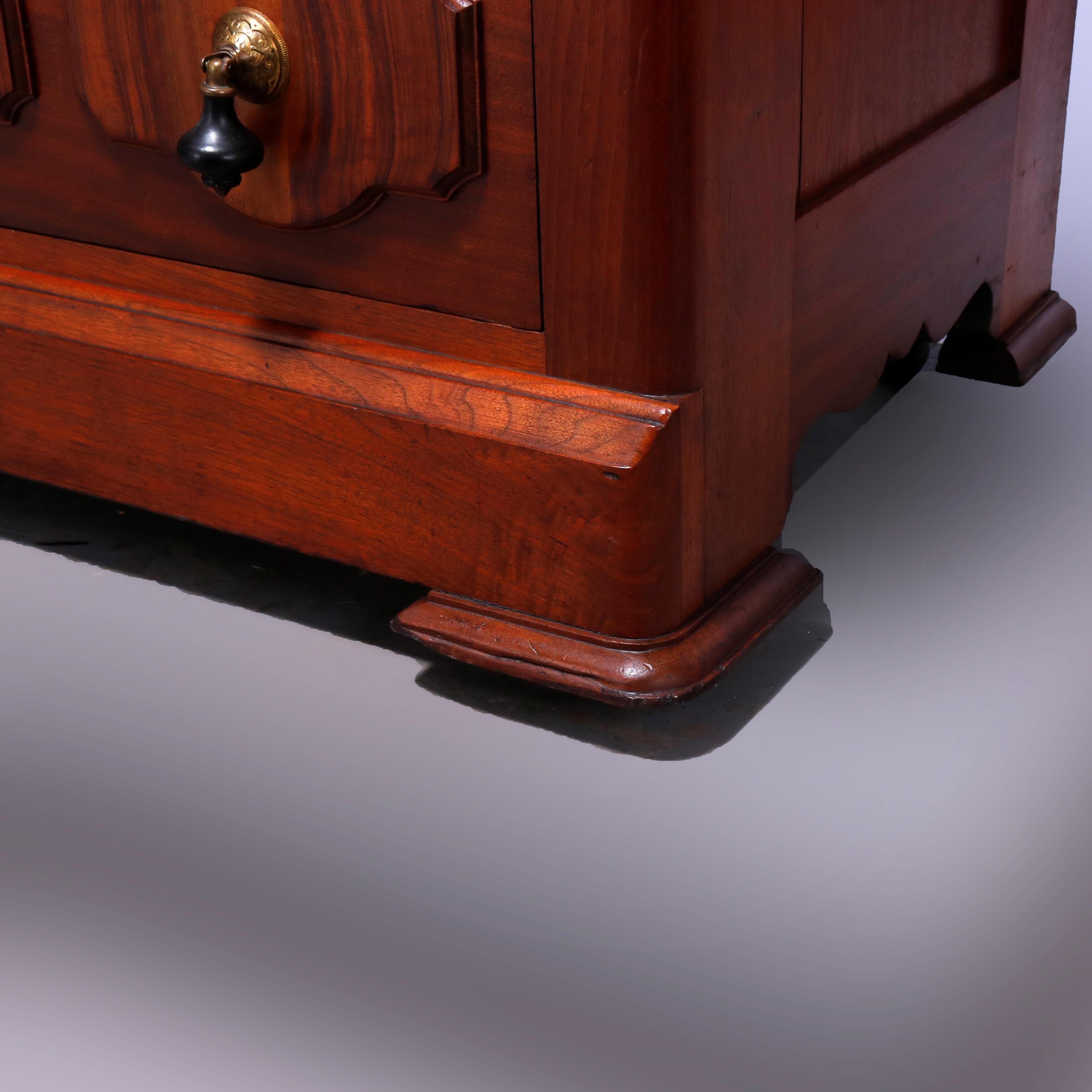 Antique Renaissance Revival Walnut & Burl Marble Top Drop Center Dresser, c1880 3