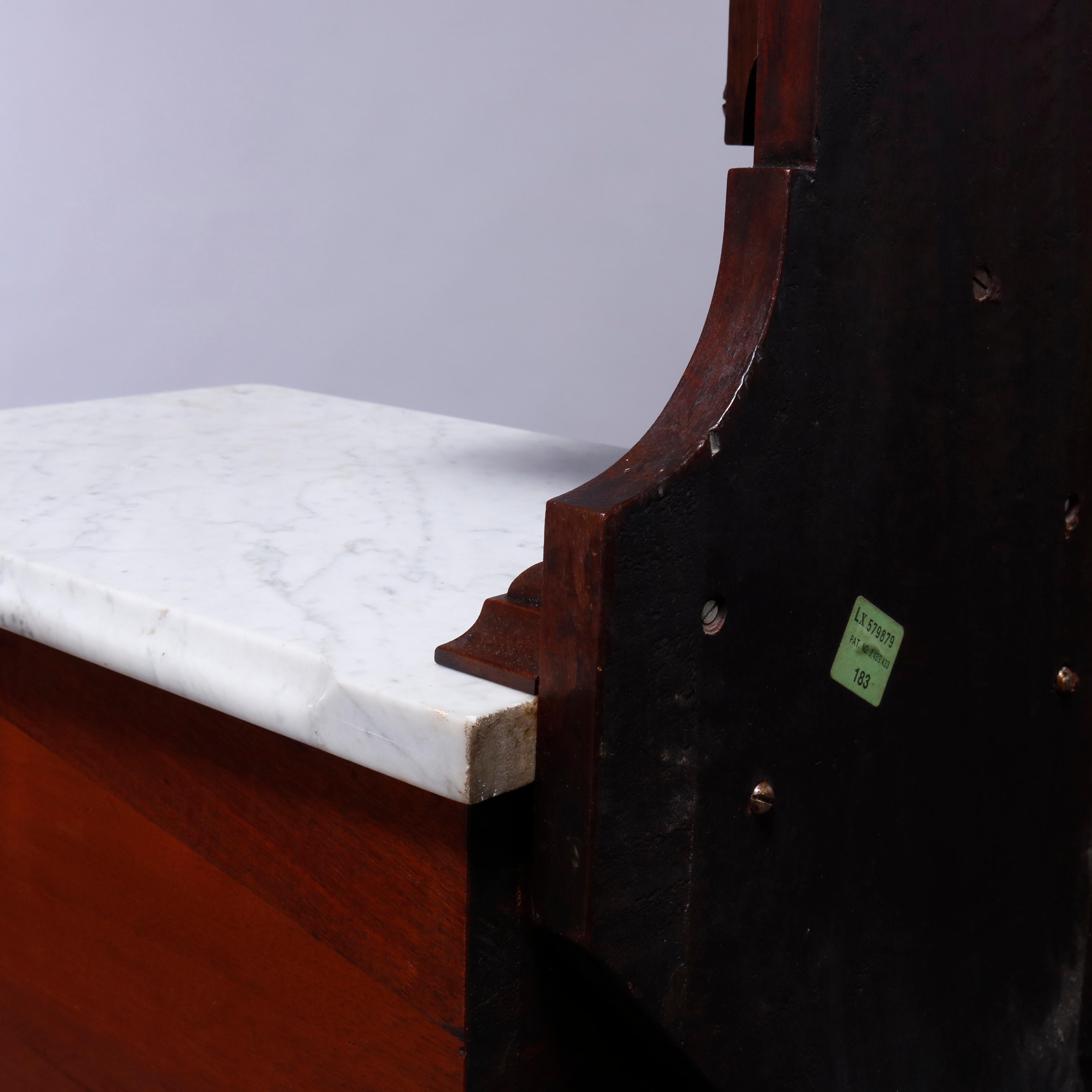 Antique Renaissance Revival Walnut & Burl Marble Top Drop Center Dresser, c1880 9
