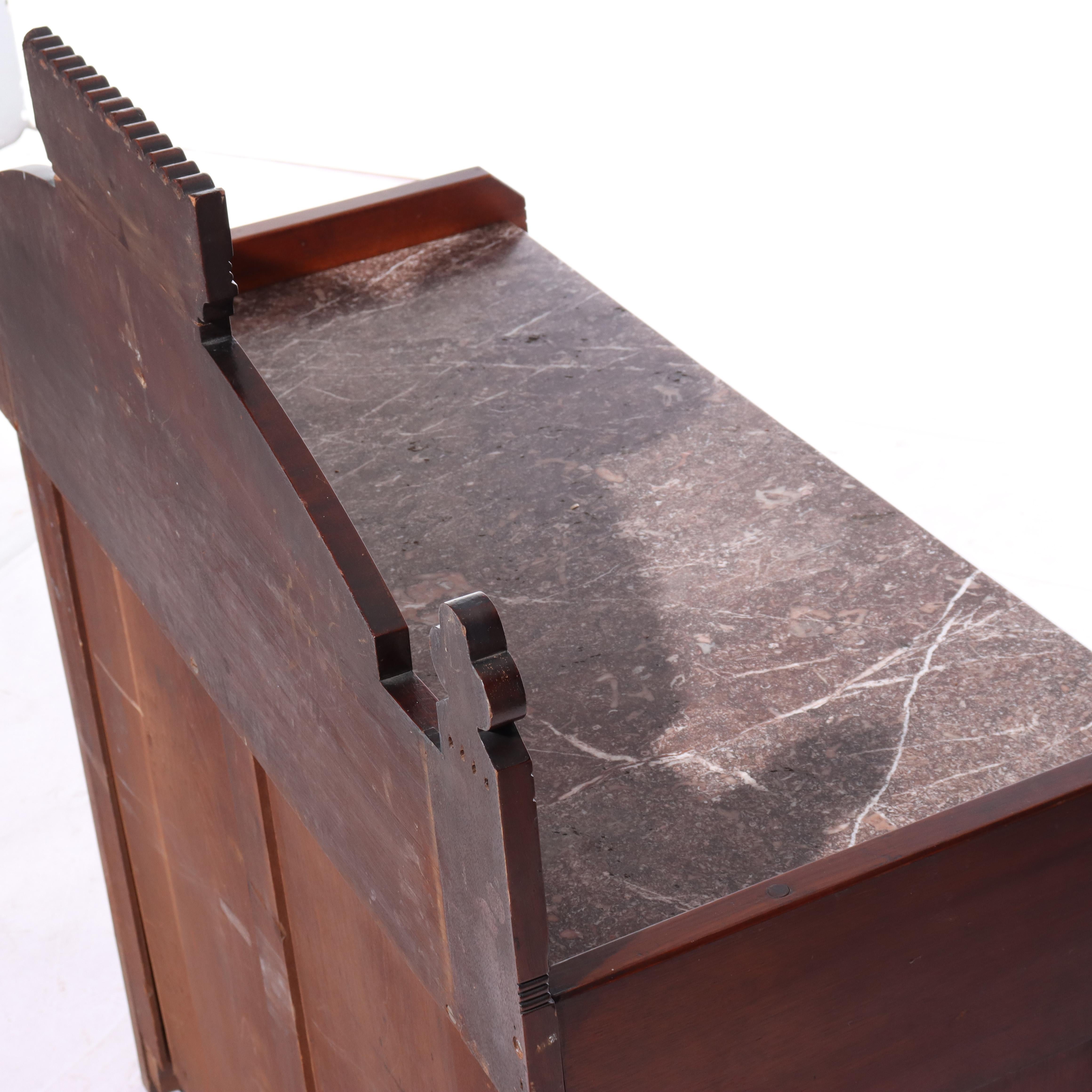 Antica credenza rinascimentale in noce e marmo di radica C1890 in vendita 4