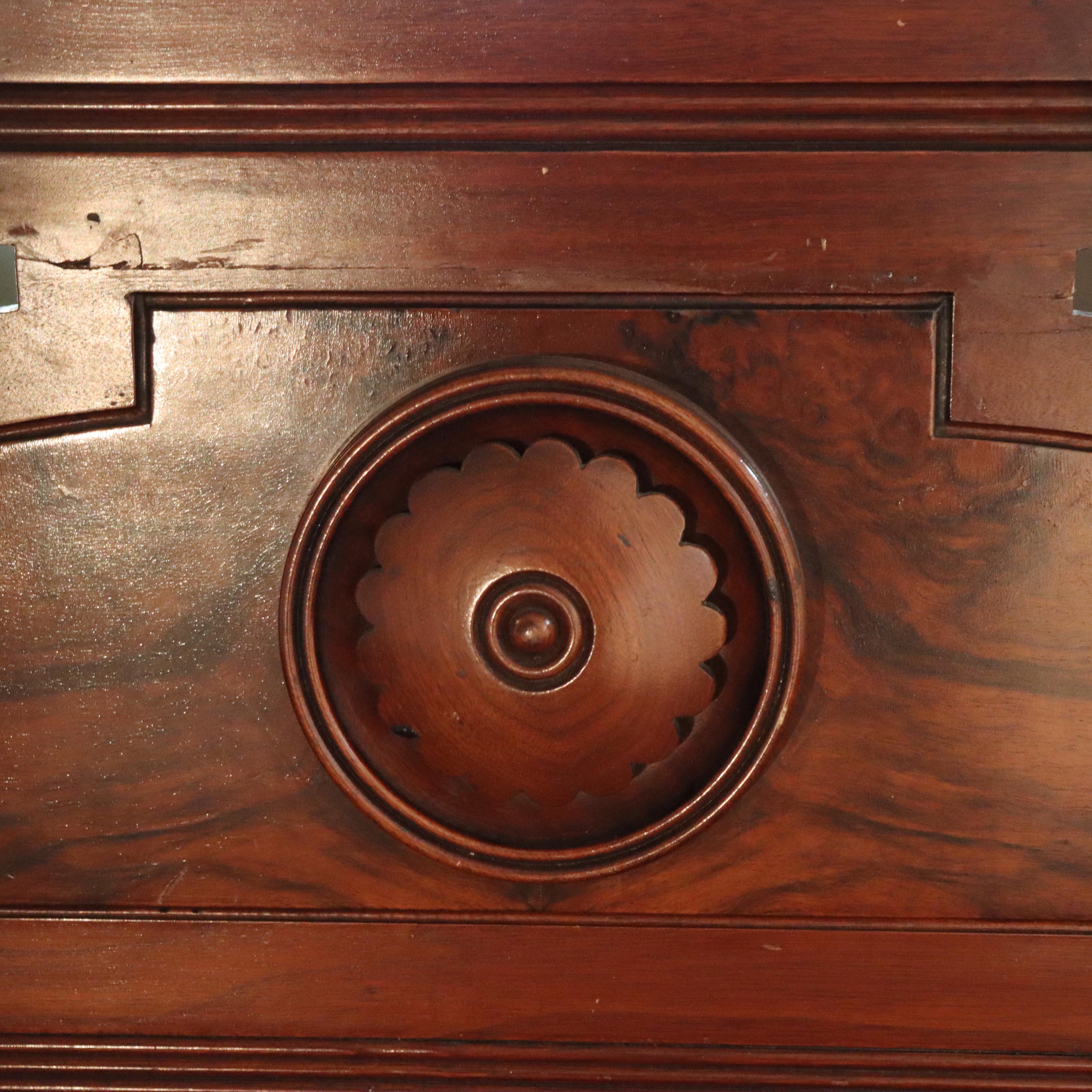 Antica credenza rinascimentale in noce e marmo di radica C1890 in vendita 8