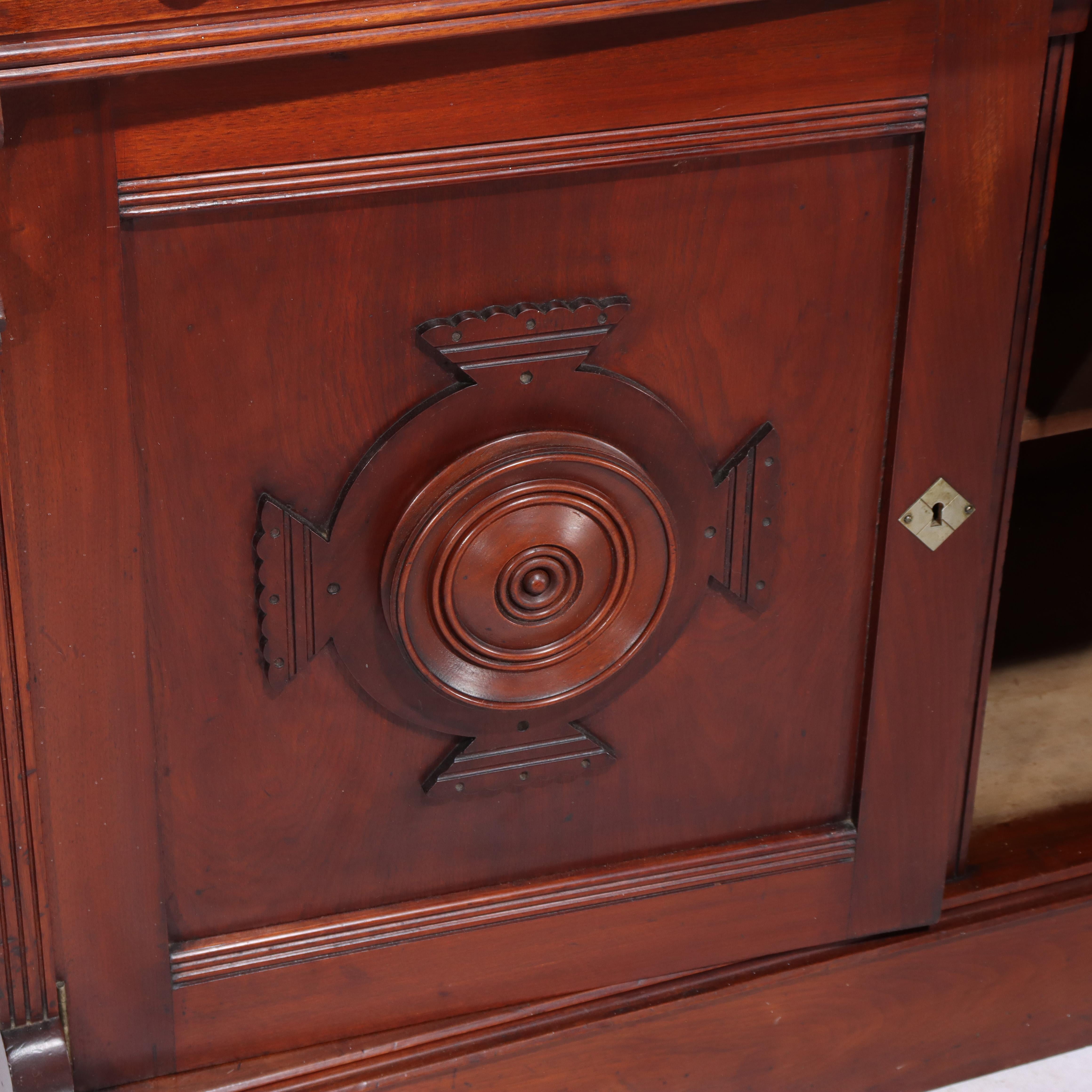 Antica credenza rinascimentale in noce e marmo di radica C1890 in vendita 11
