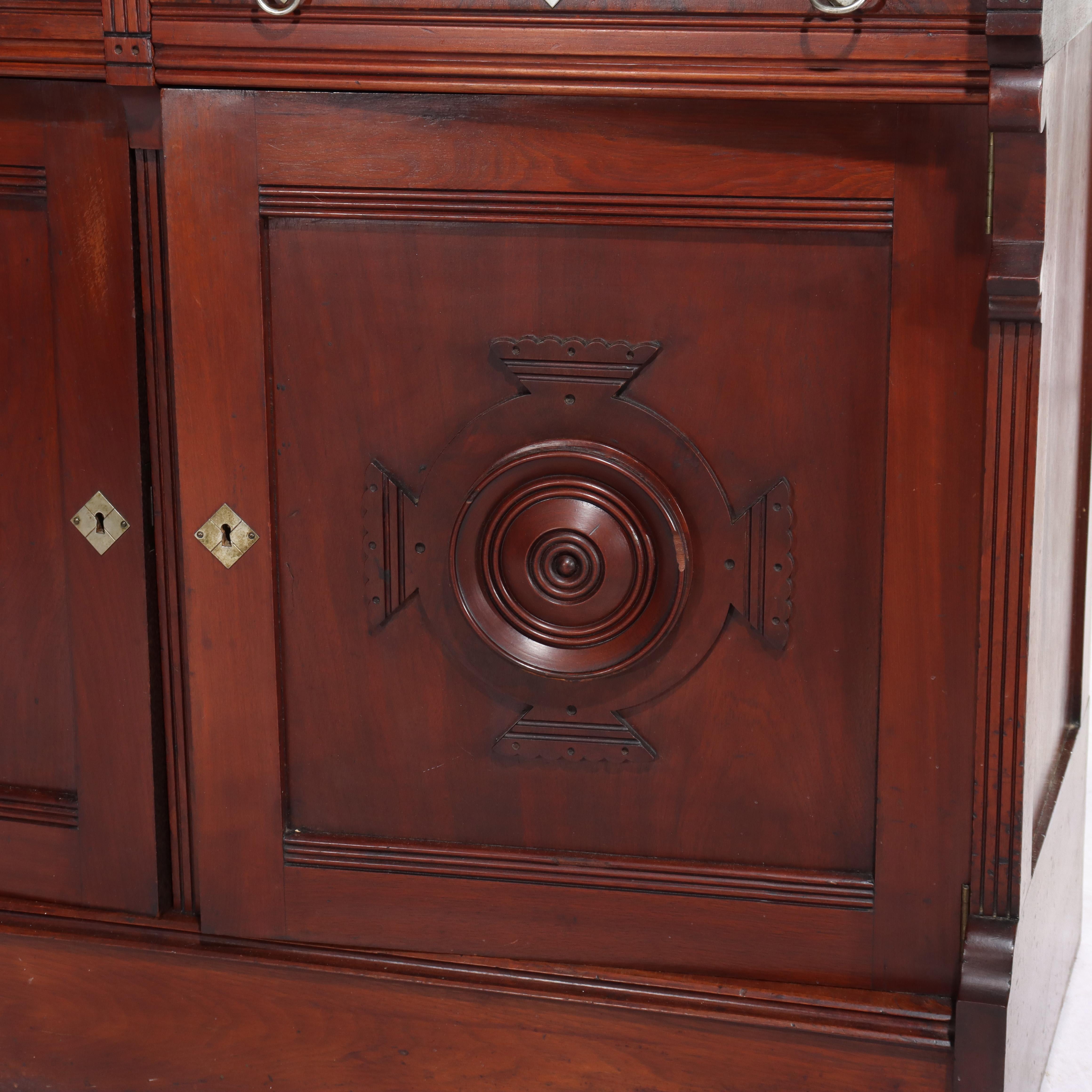 Neorinascimentale Antica credenza rinascimentale in noce e marmo di radica C1890 in vendita