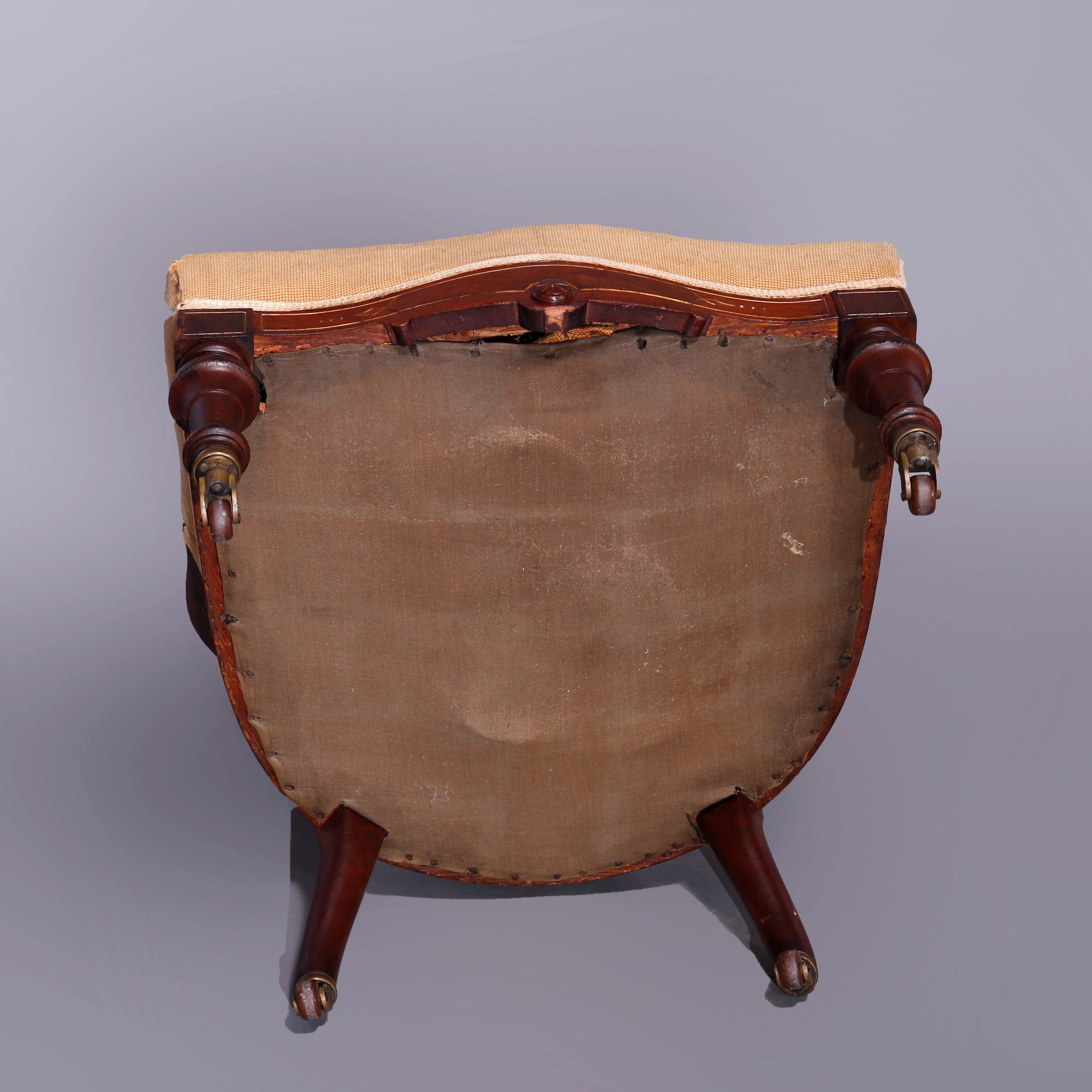 Antique Renaissance Revival Walnut, Burl & Needlepoint Parlor Chairs, c1890 For Sale 7