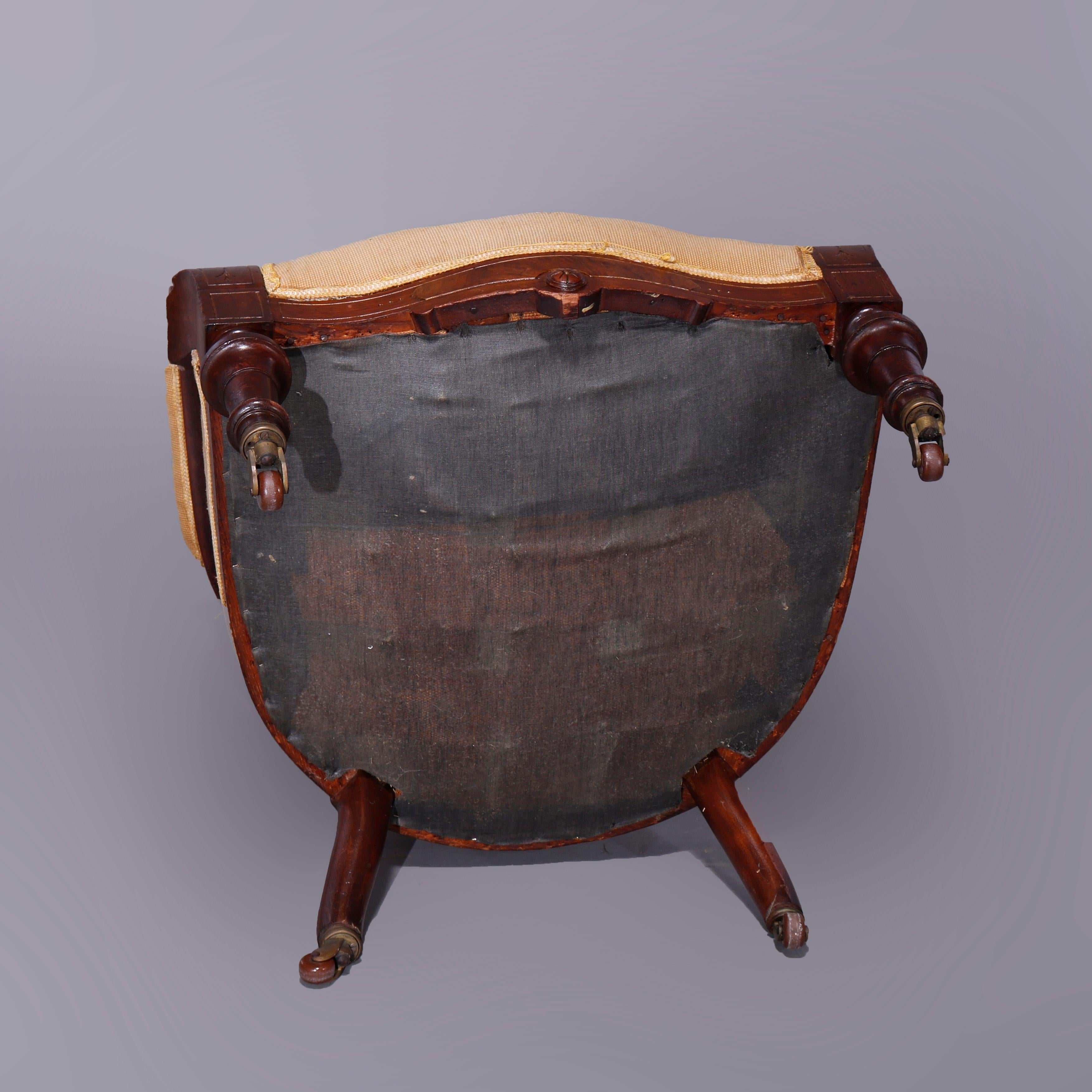 Antique Renaissance Revival Walnut, Burl & Needlepoint Parlor Chairs, c1890 For Sale 8