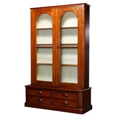 Antique Renaissance Revival Walnut Double Door Bookcase with Drawers, c1880