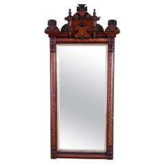 Antique Renaissance Revival Walnut, Ebonized & Gilt Wall Mirror, Circa 1880