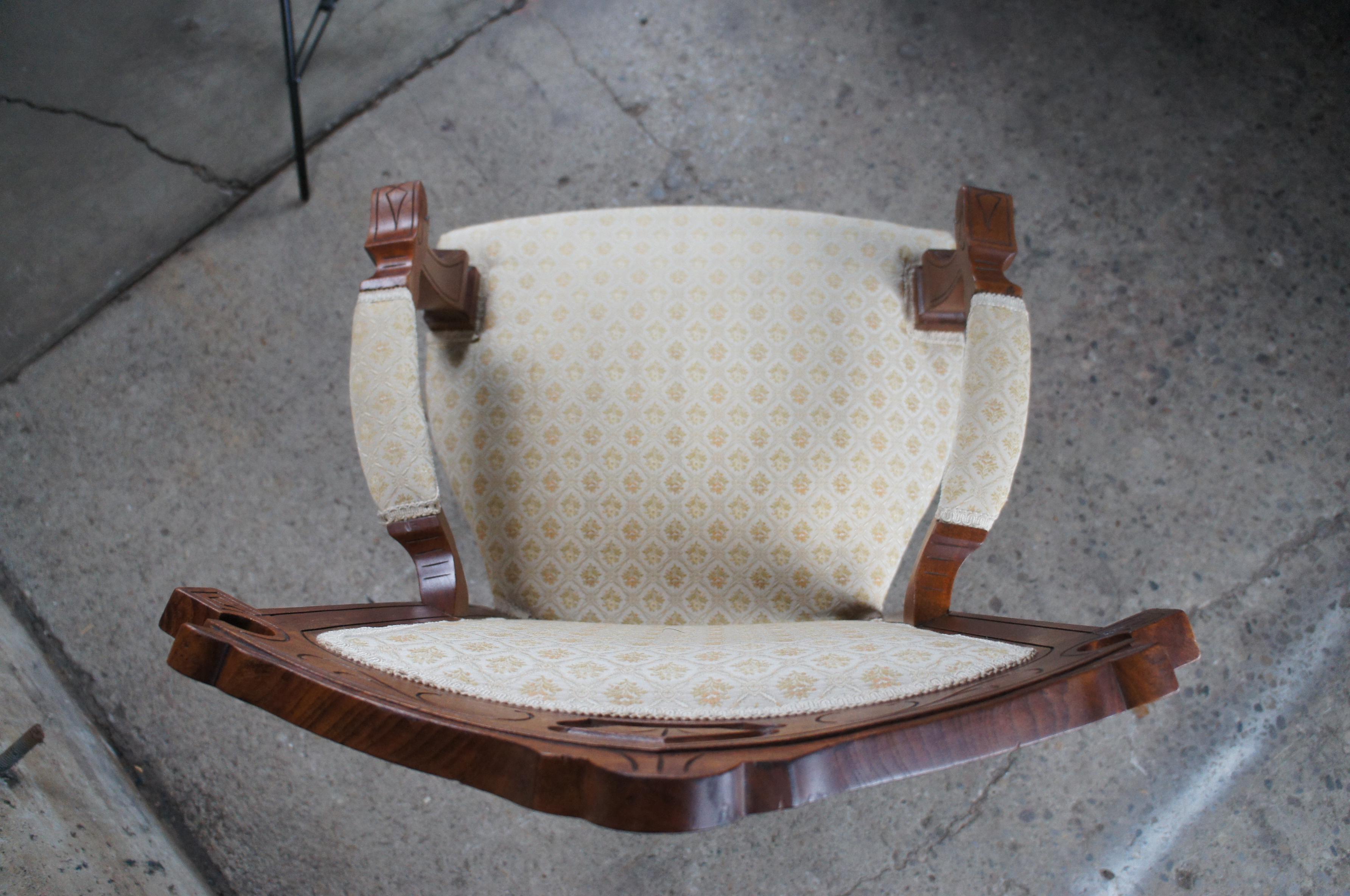 Antique Renaissance Revival Walnut Gentlemans Library Parlor Fauteuil Arm Chairs 6