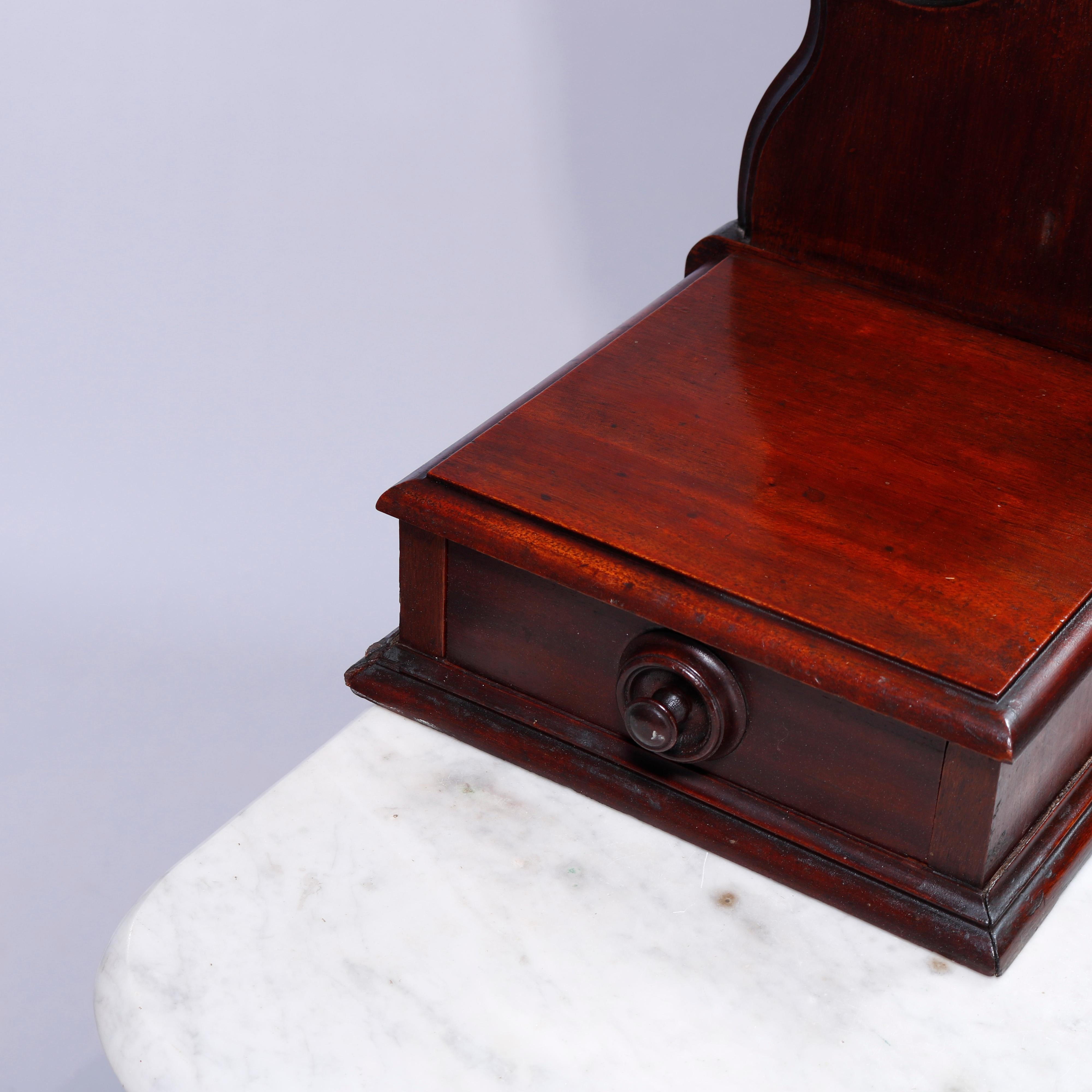 Antique Renaissance Revival Walnut Marble Dresser Carved Pulls c1890 For Sale 5