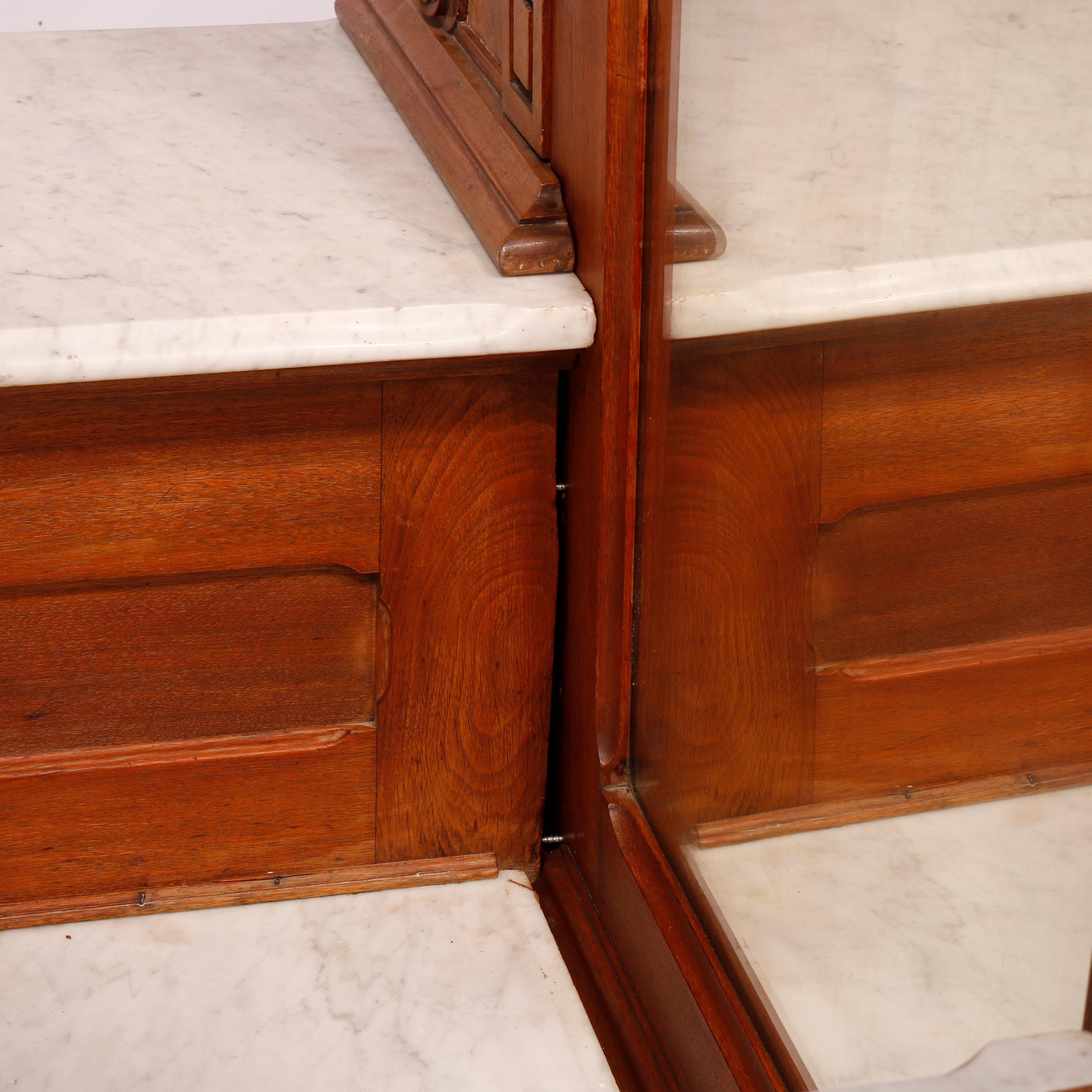 Antique Renaissance Revival Walnut & Marble Drop Center Mirrored Dresser, c1880 9
