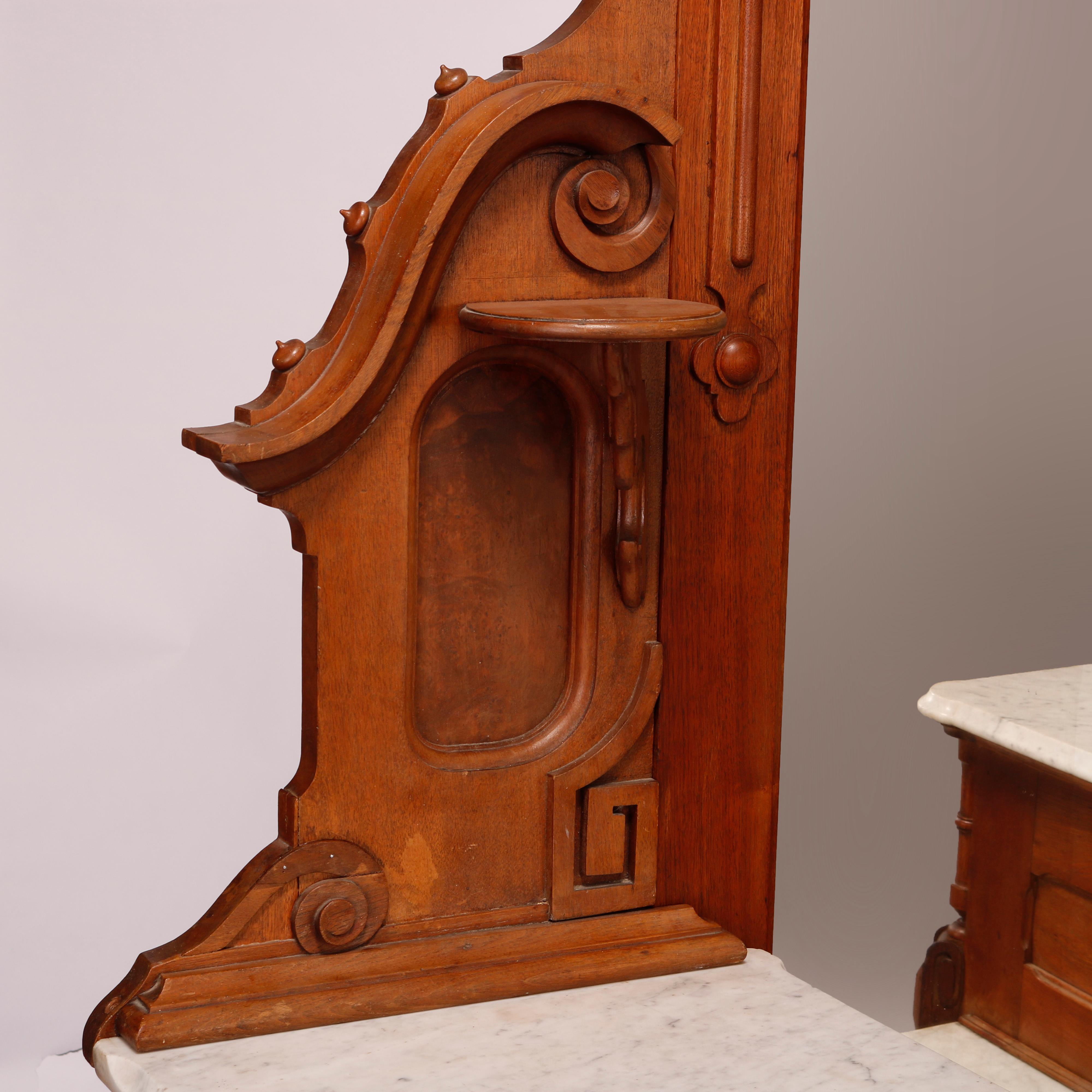 Antique Renaissance Revival Walnut & Marble Drop Center Mirrored Dresser, c1880 10