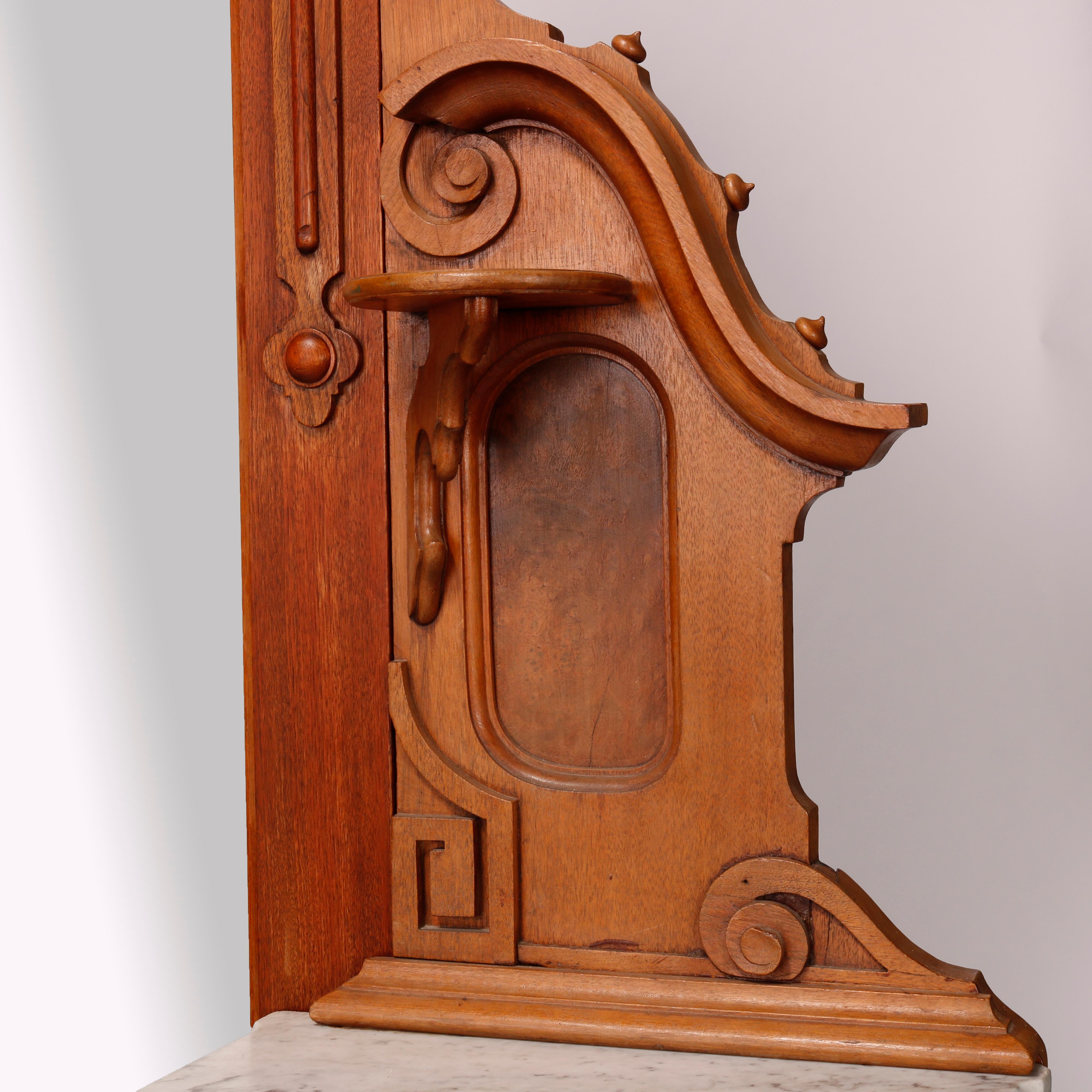 Antique Renaissance Revival Walnut & Marble Drop Center Mirrored Dresser, c1880 11
