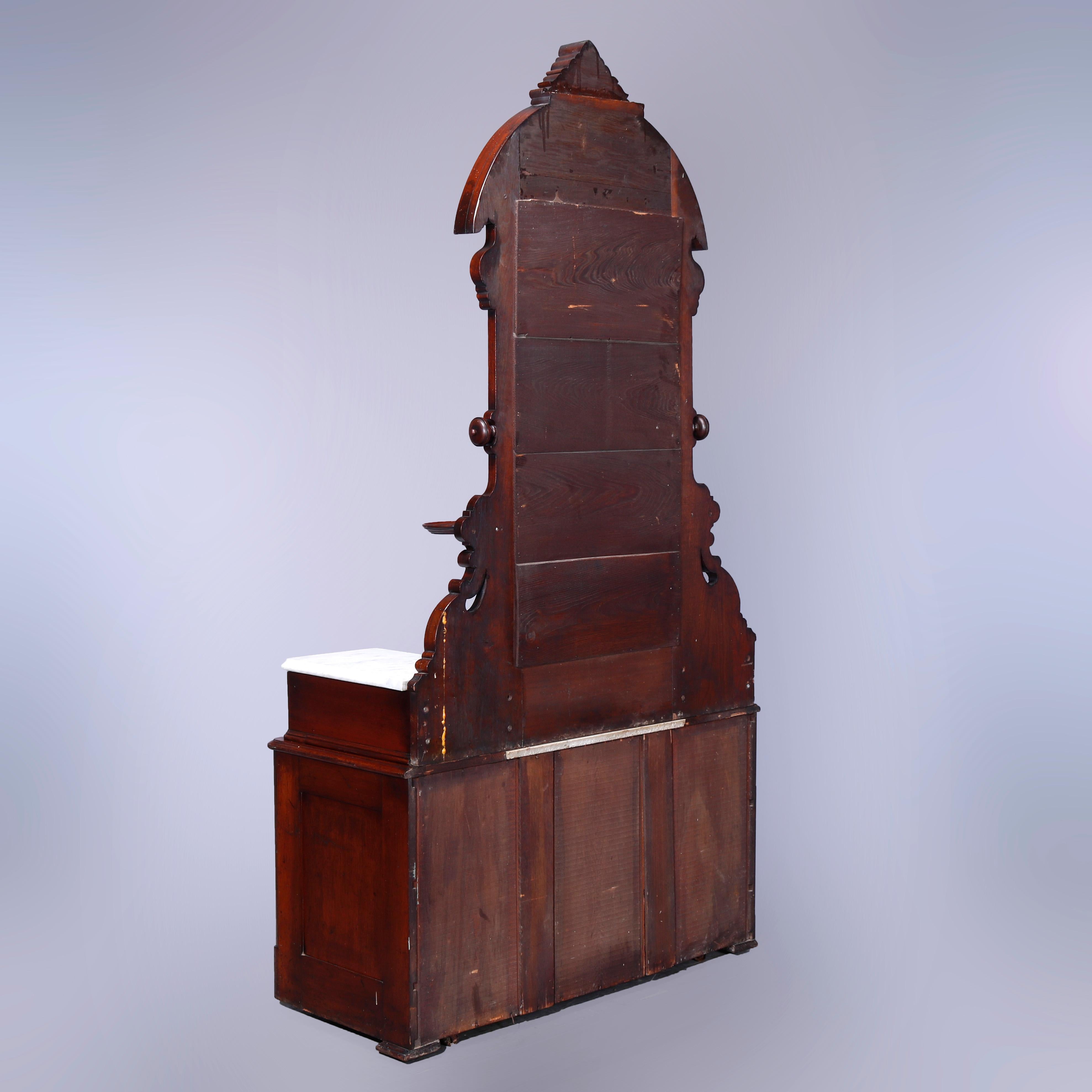 Antique Renaissance Revival Walnut & Marble Drop Center Mirrored Dresser, c1880  For Sale 9