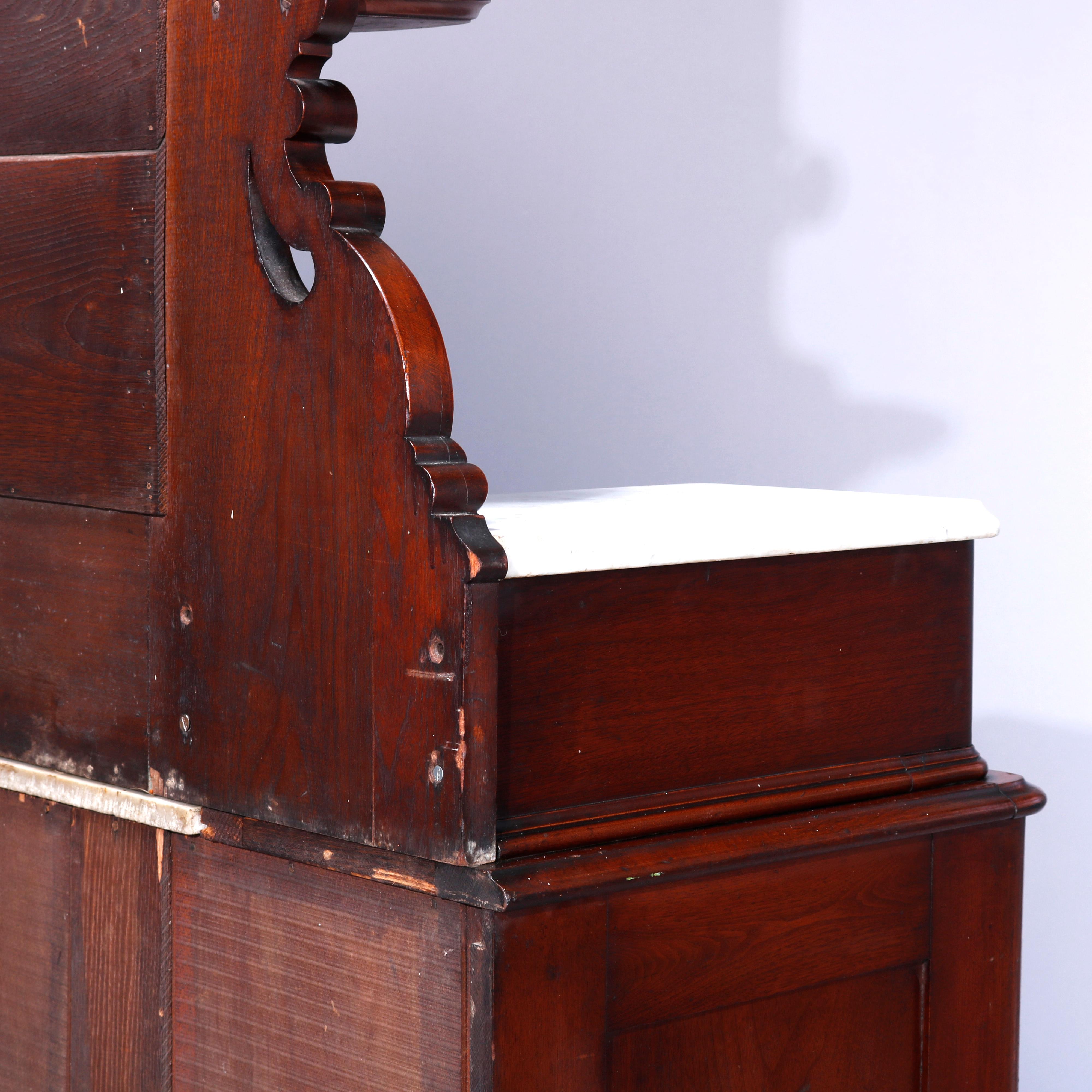 Antique Renaissance Revival Walnut & Marble Drop Center Mirrored Dresser, c1880  For Sale 10
