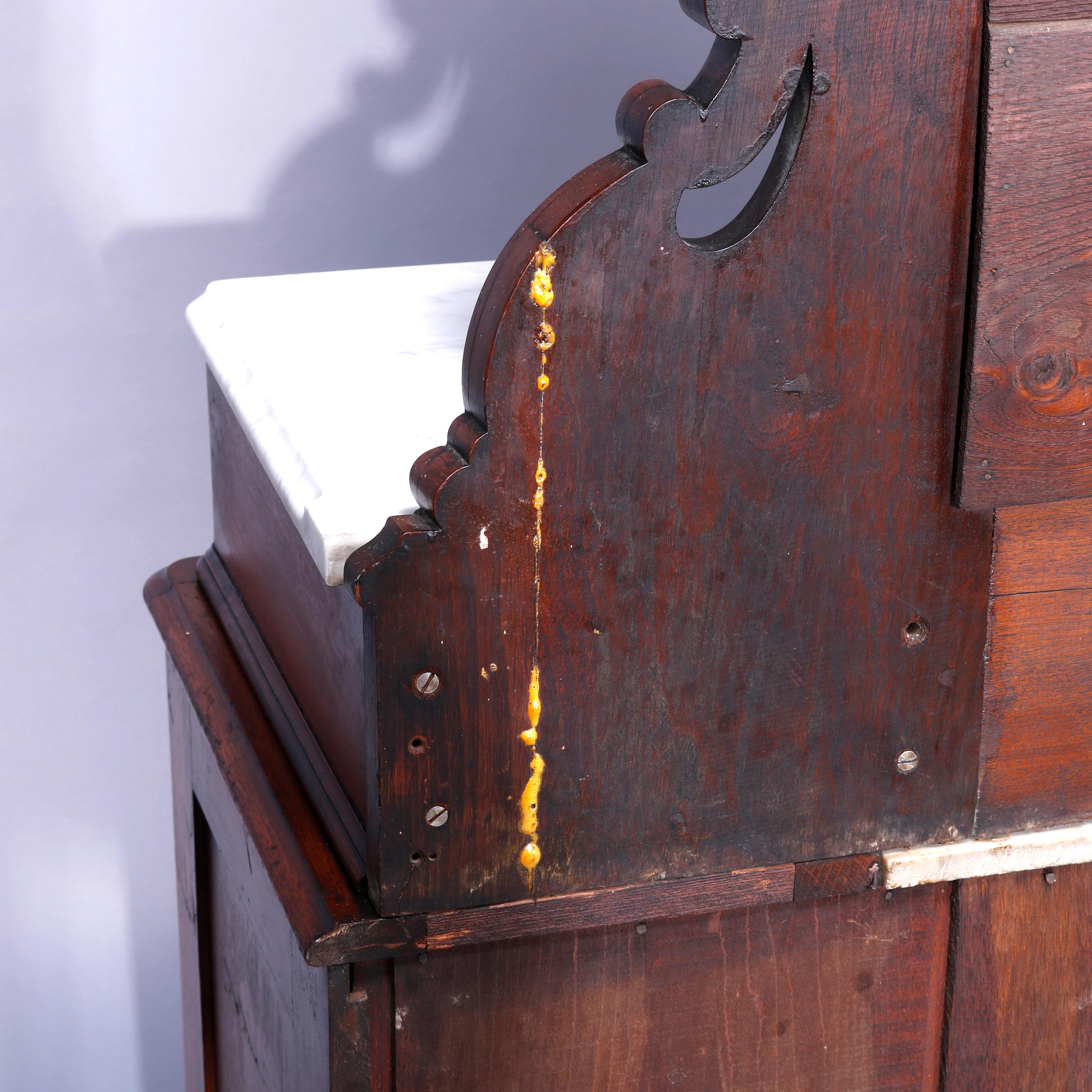 Antique Renaissance Revival Walnut & Marble Drop Center Mirrored Dresser, c1880  For Sale 11