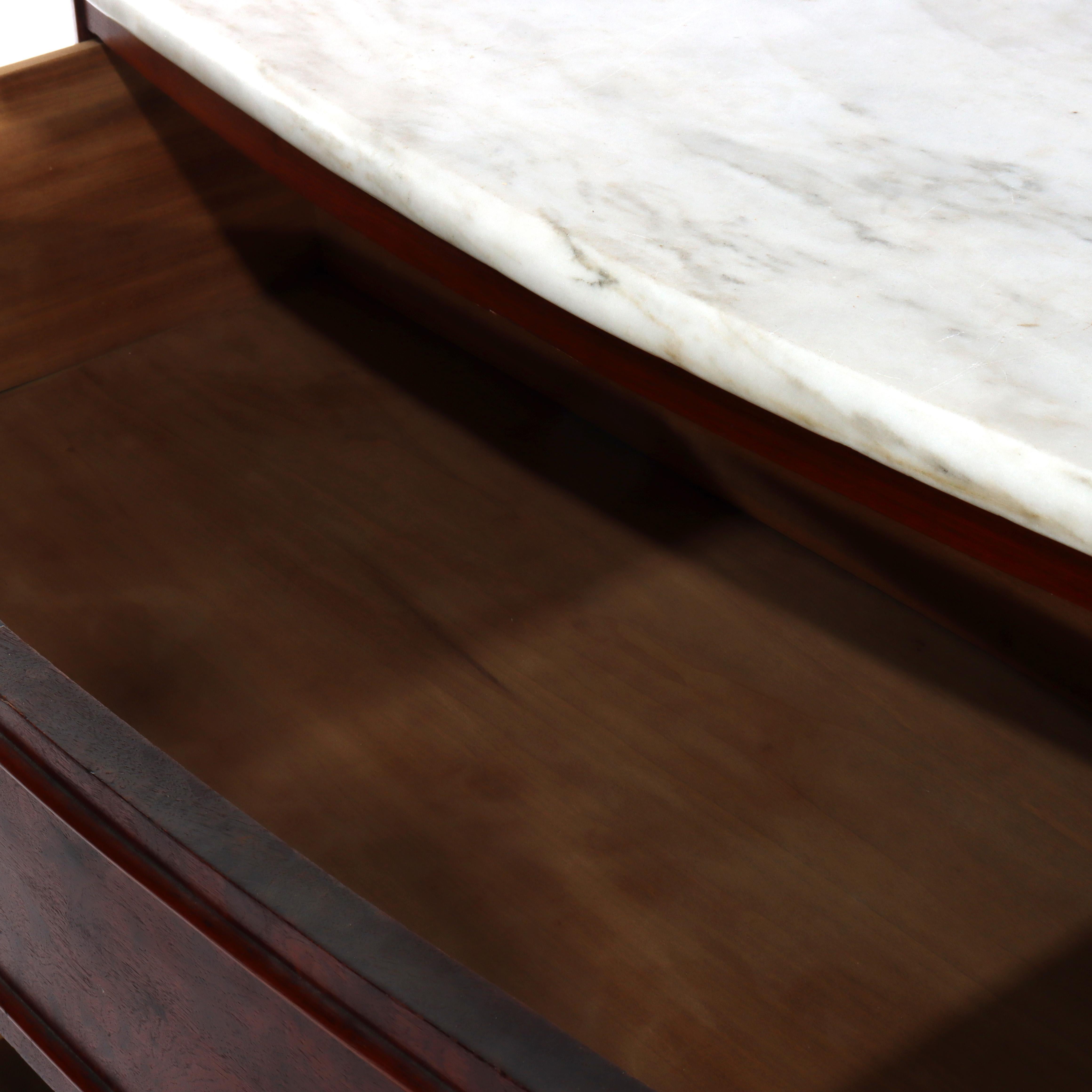 Antike Renaissance Revival Nussbaum Marmor oben drei Schubladen Kommode C1890 im Angebot 5