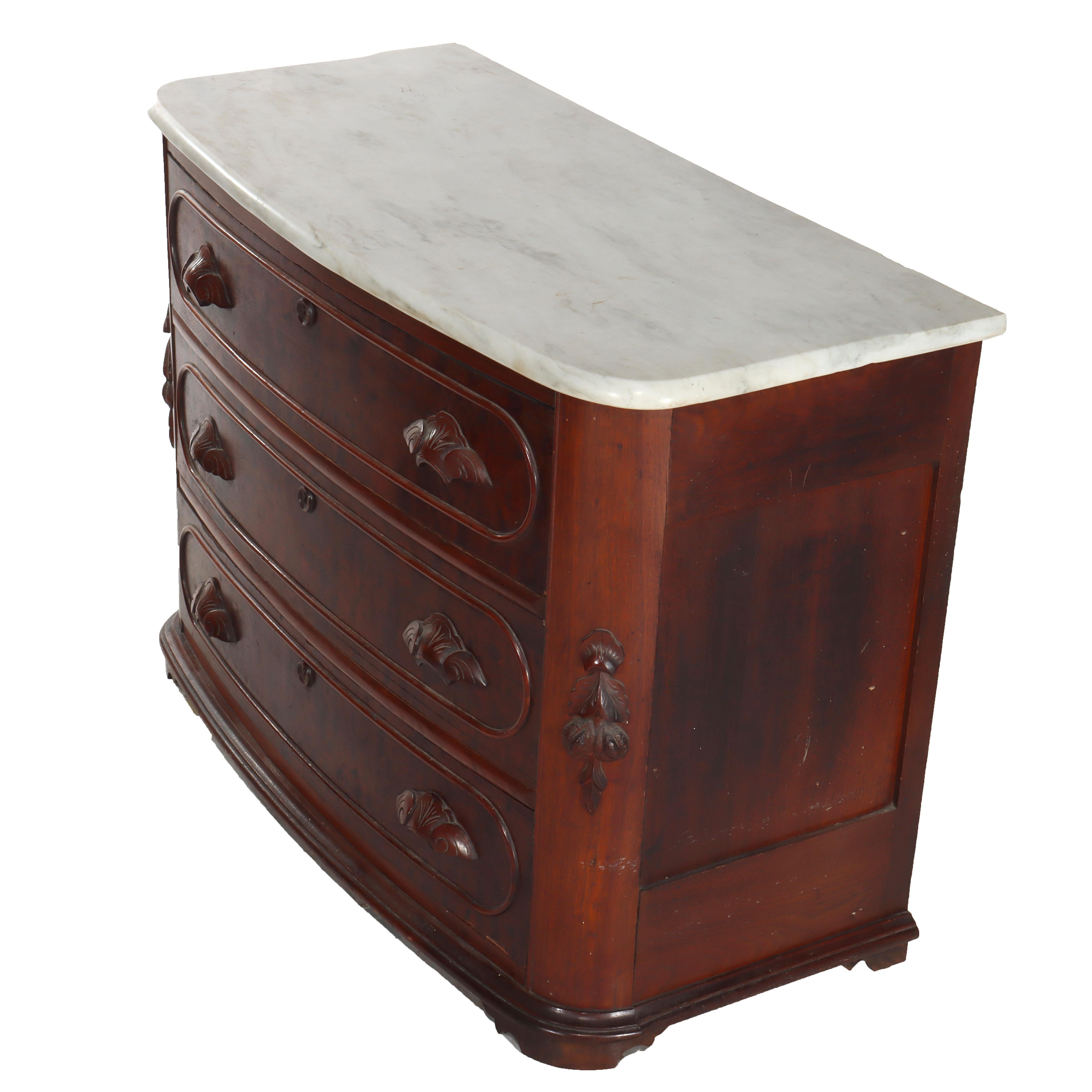 Antike Renaissance Revival Nussbaum Marmor oben drei Schubladen Kommode C1890 im Angebot 6