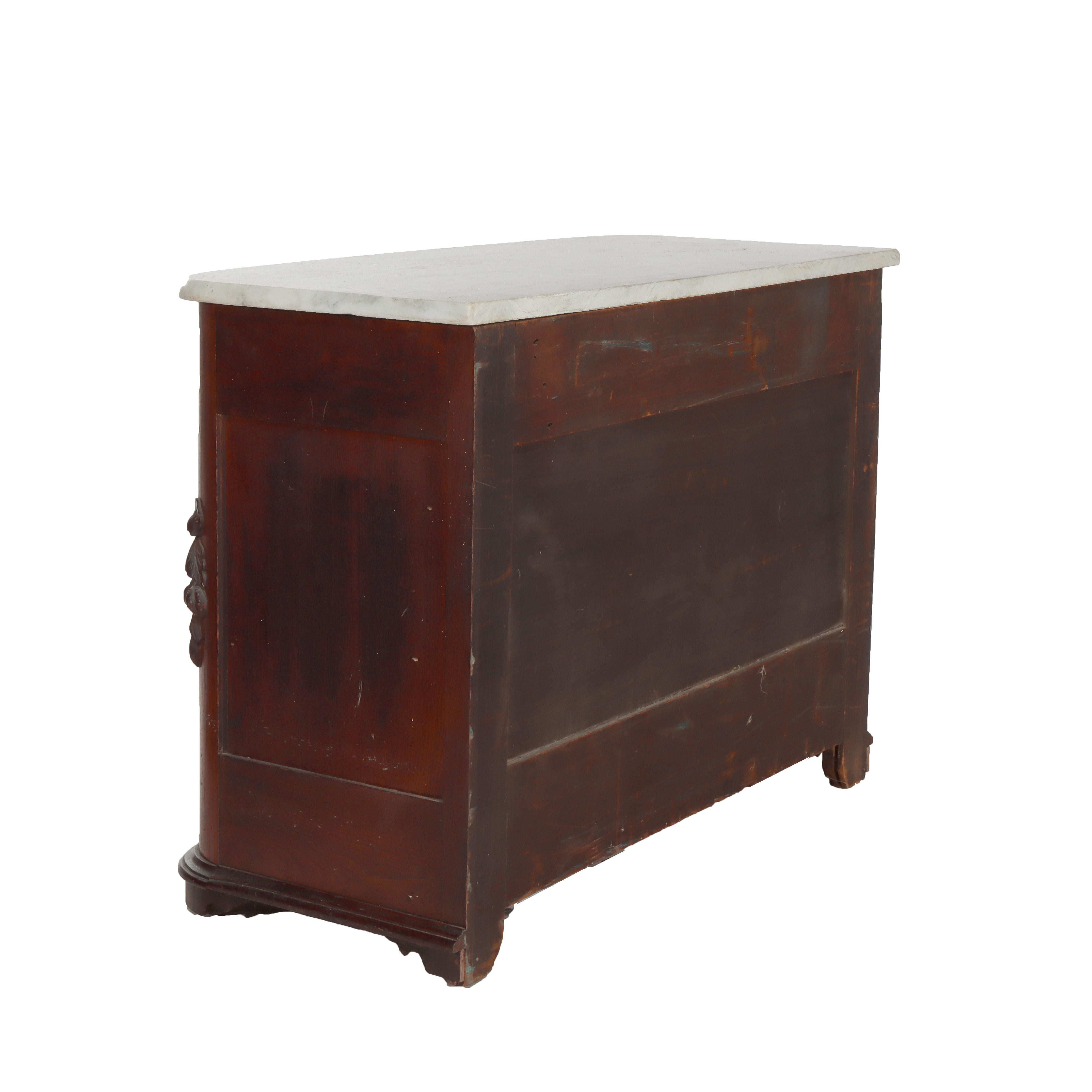 Antike Renaissance Revival Nussbaum Marmor oben drei Schubladen Kommode C1890 im Angebot 8