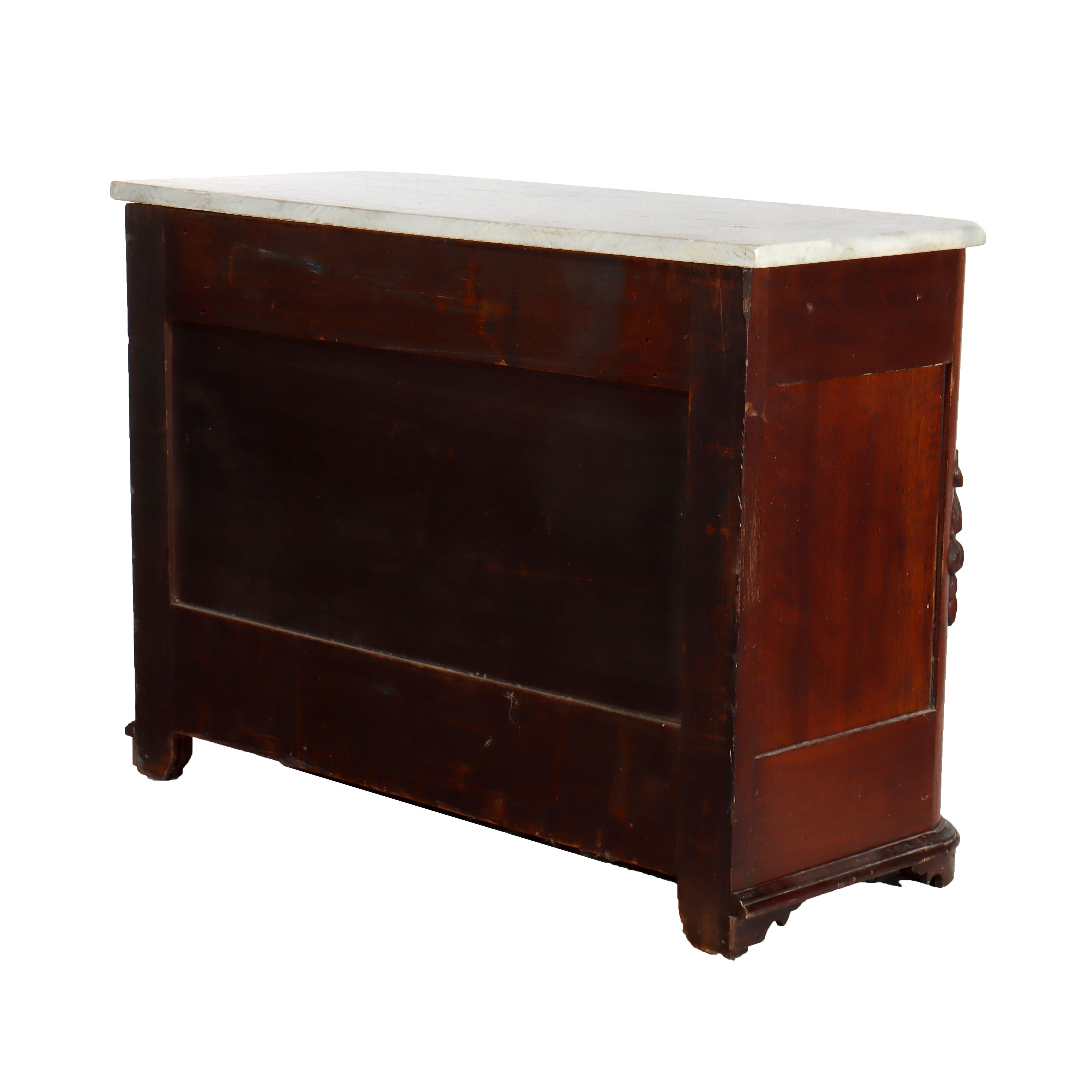 Antike Renaissance Revival Nussbaum Marmor oben drei Schubladen Kommode C1890 im Angebot 9