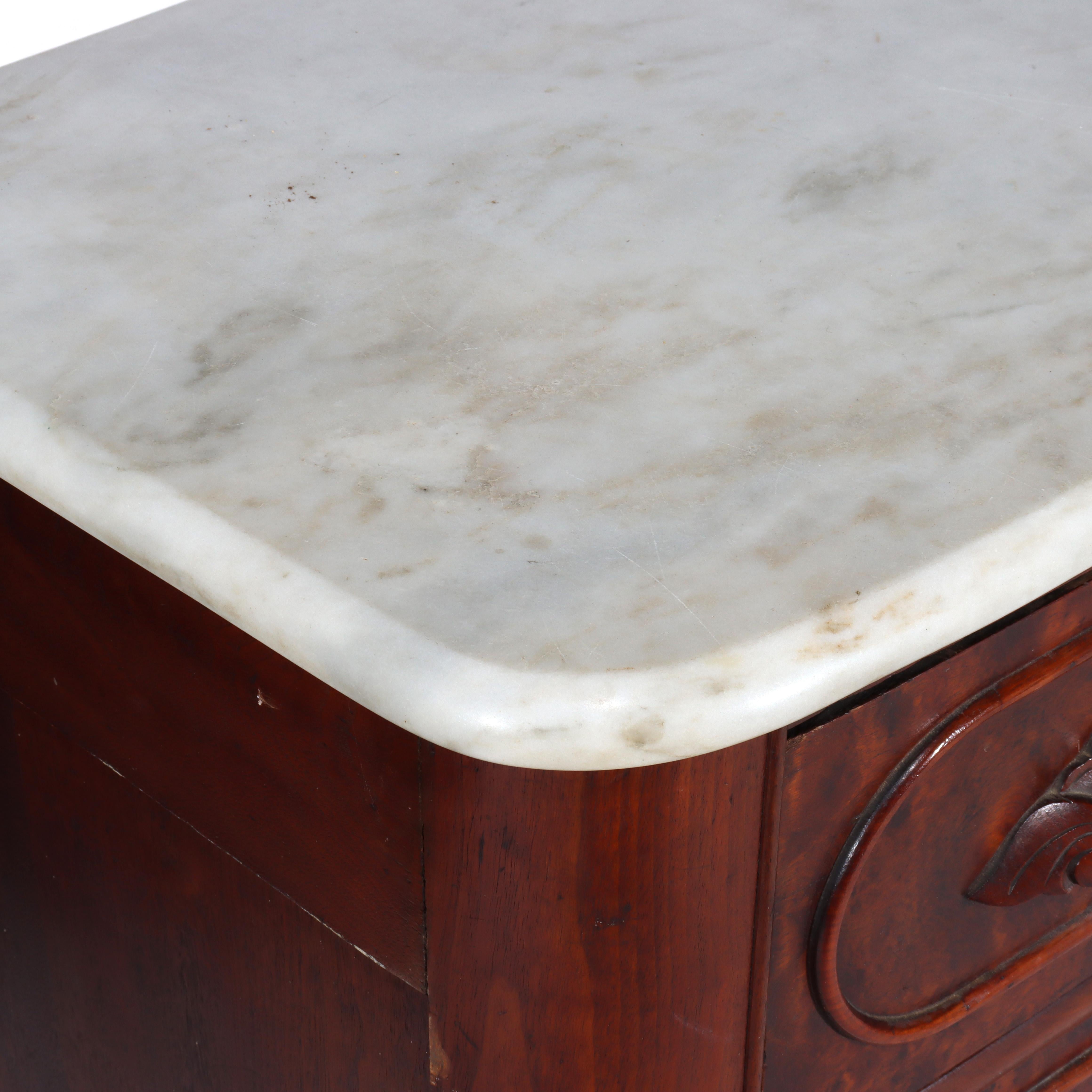 Antike Renaissance Revival Nussbaum Marmor oben drei Schubladen Kommode C1890 im Angebot 10