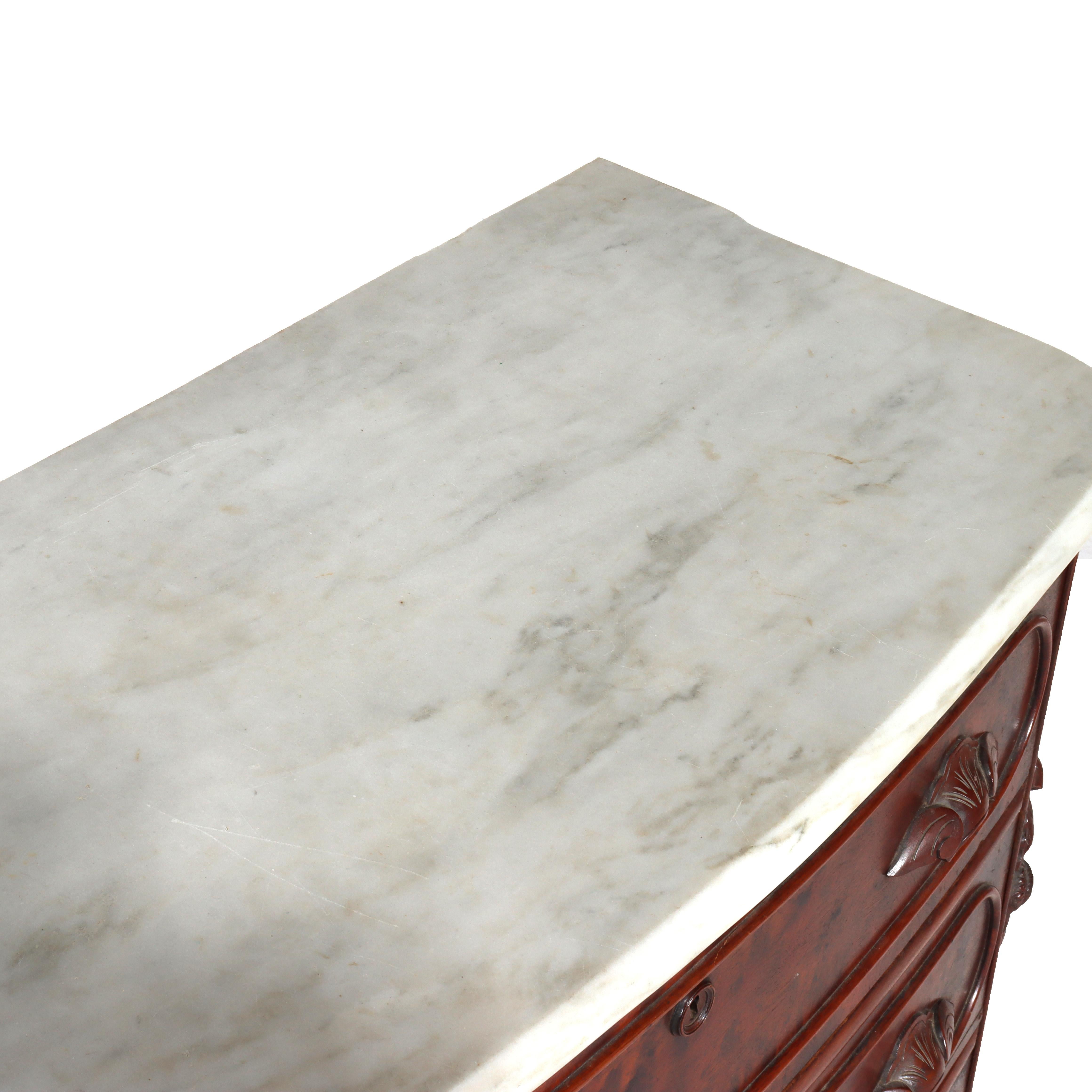 Antike Renaissance Revival Nussbaum Marmor oben drei Schubladen Kommode C1890 im Angebot 11