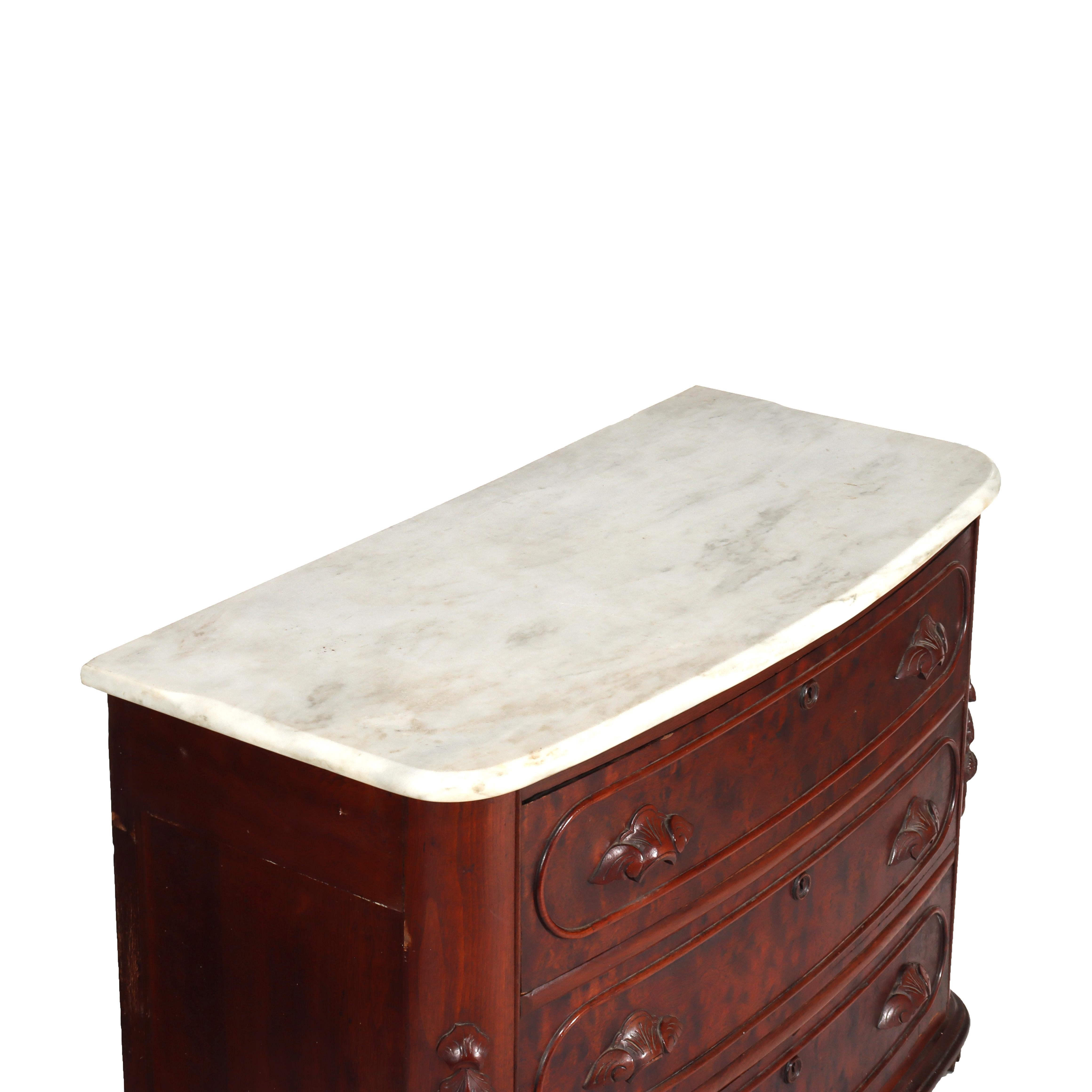 Antike Renaissance Revival Nussbaum Marmor oben drei Schubladen Kommode C1890 im Angebot 12