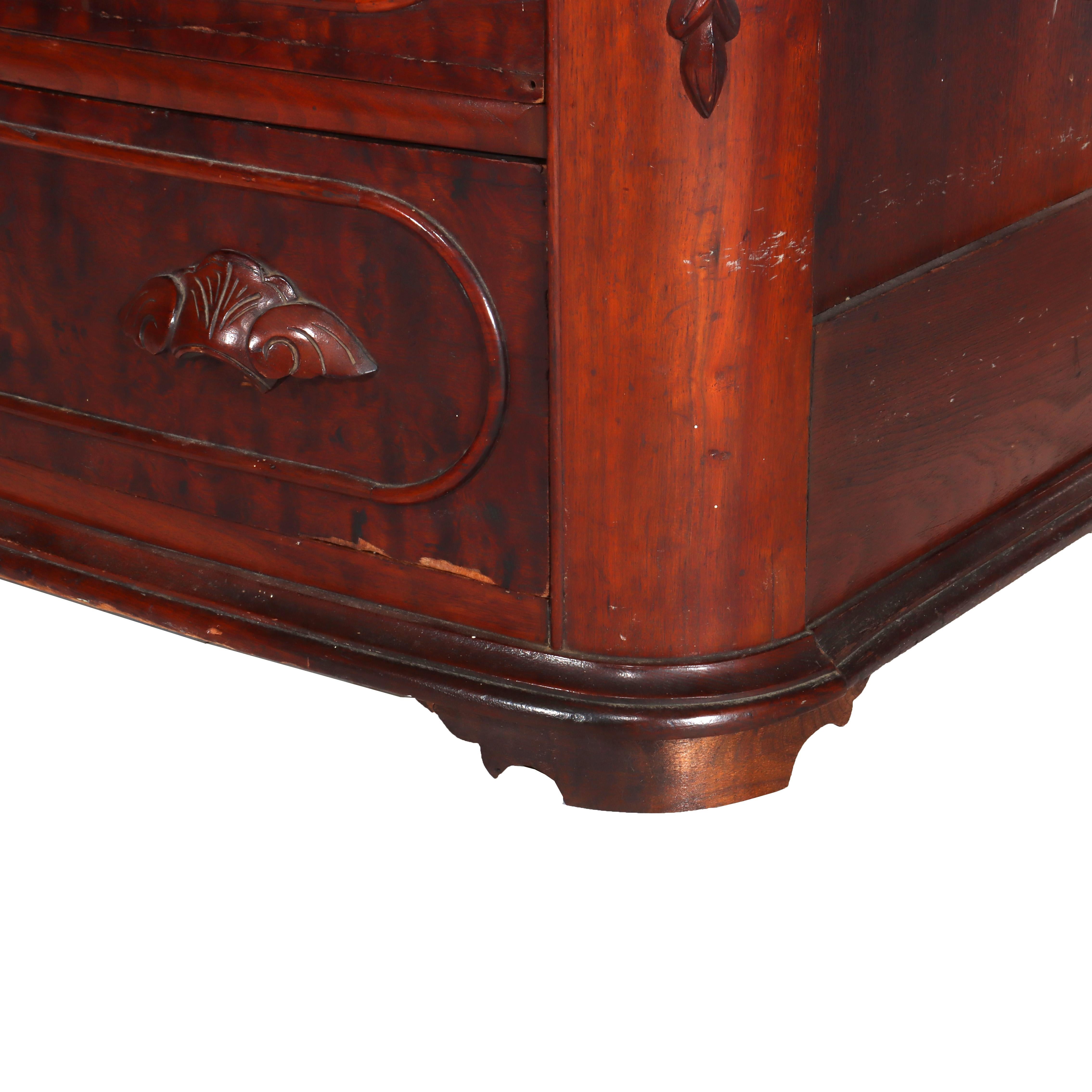 Antike Renaissance Revival Nussbaum Marmor oben drei Schubladen Kommode C1890 im Zustand „Gut“ im Angebot in Big Flats, NY