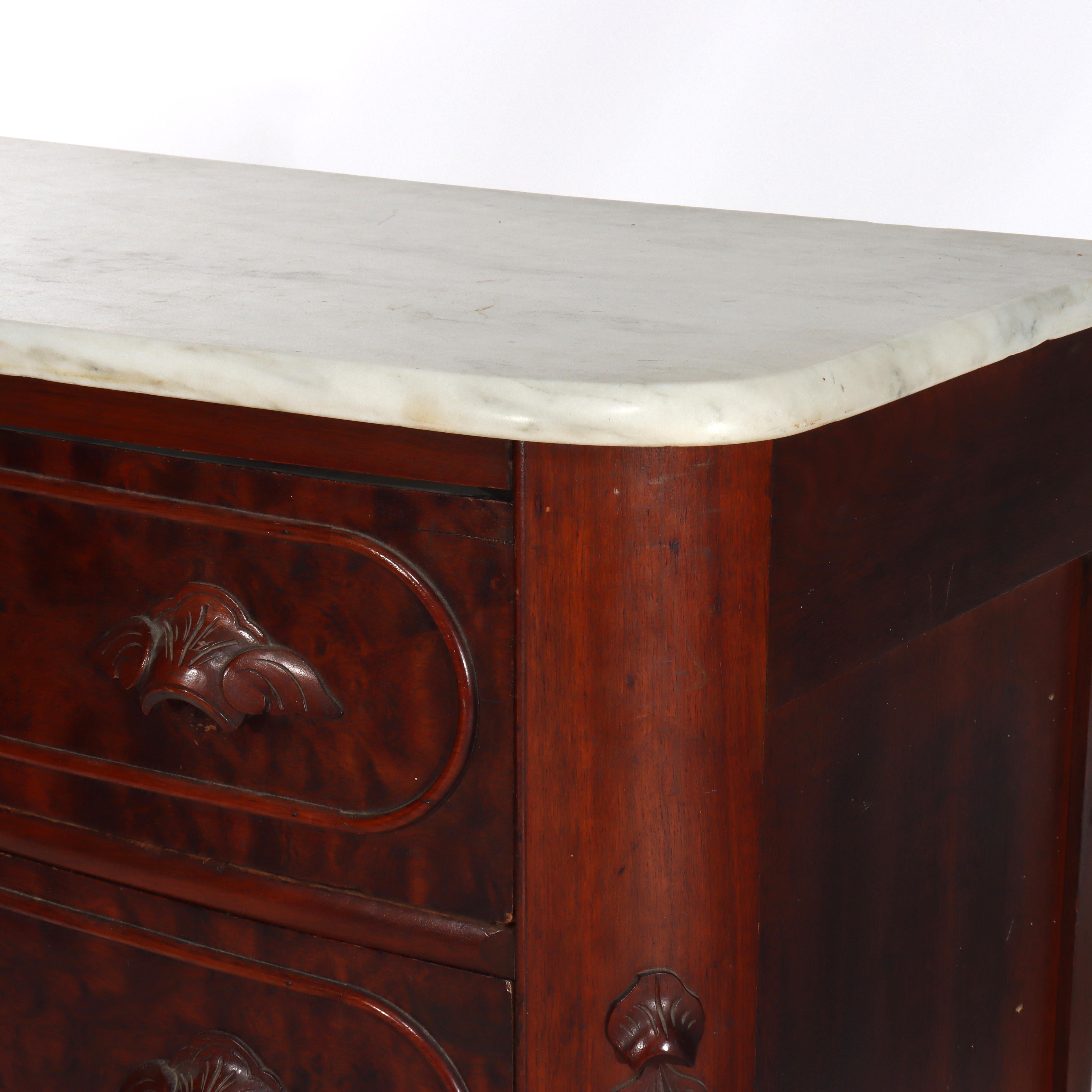 Antike Renaissance Revival Nussbaum Marmor oben drei Schubladen Kommode C1890 (Walnuss) im Angebot