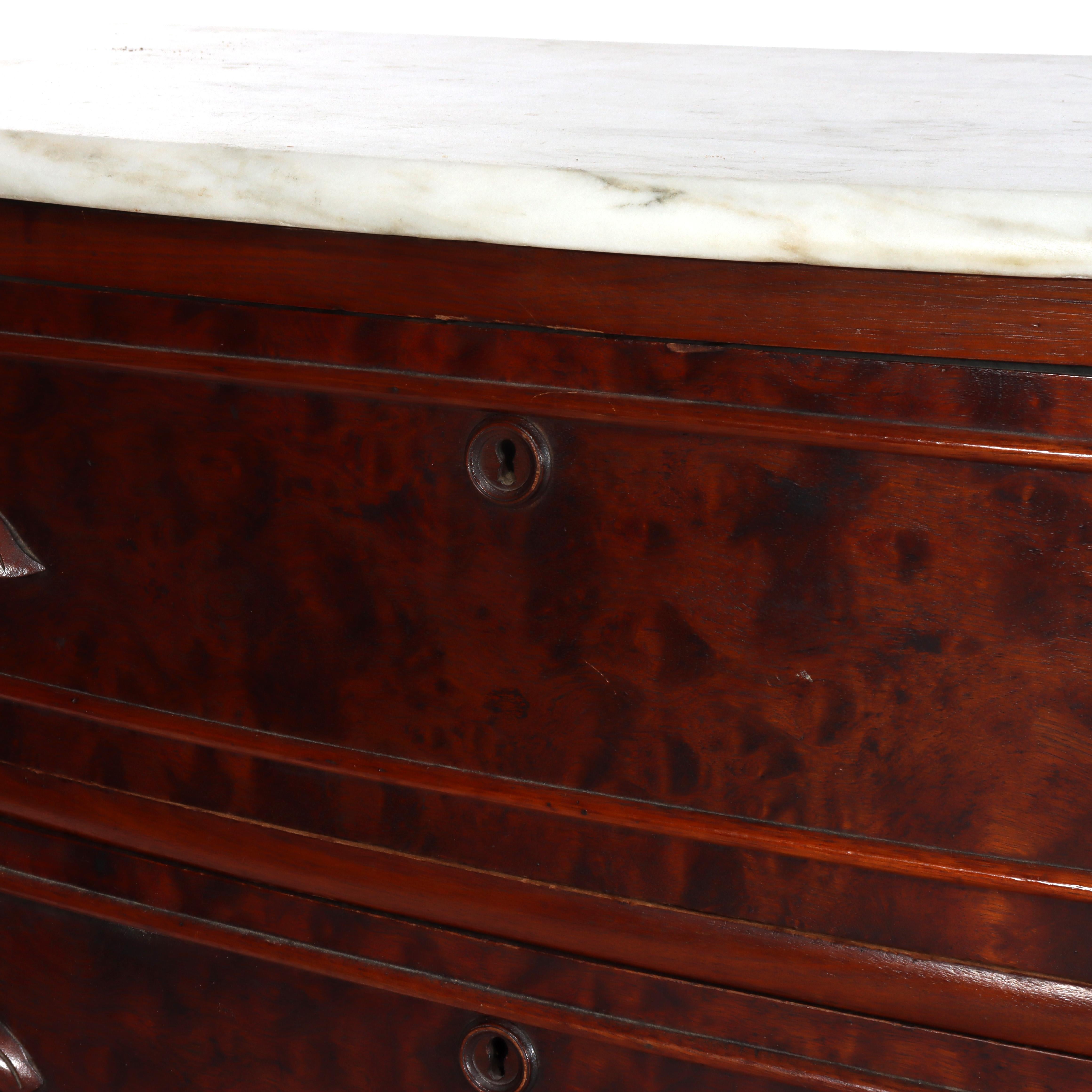 Antike Renaissance Revival Nussbaum Marmor oben drei Schubladen Kommode C1890 im Angebot 2