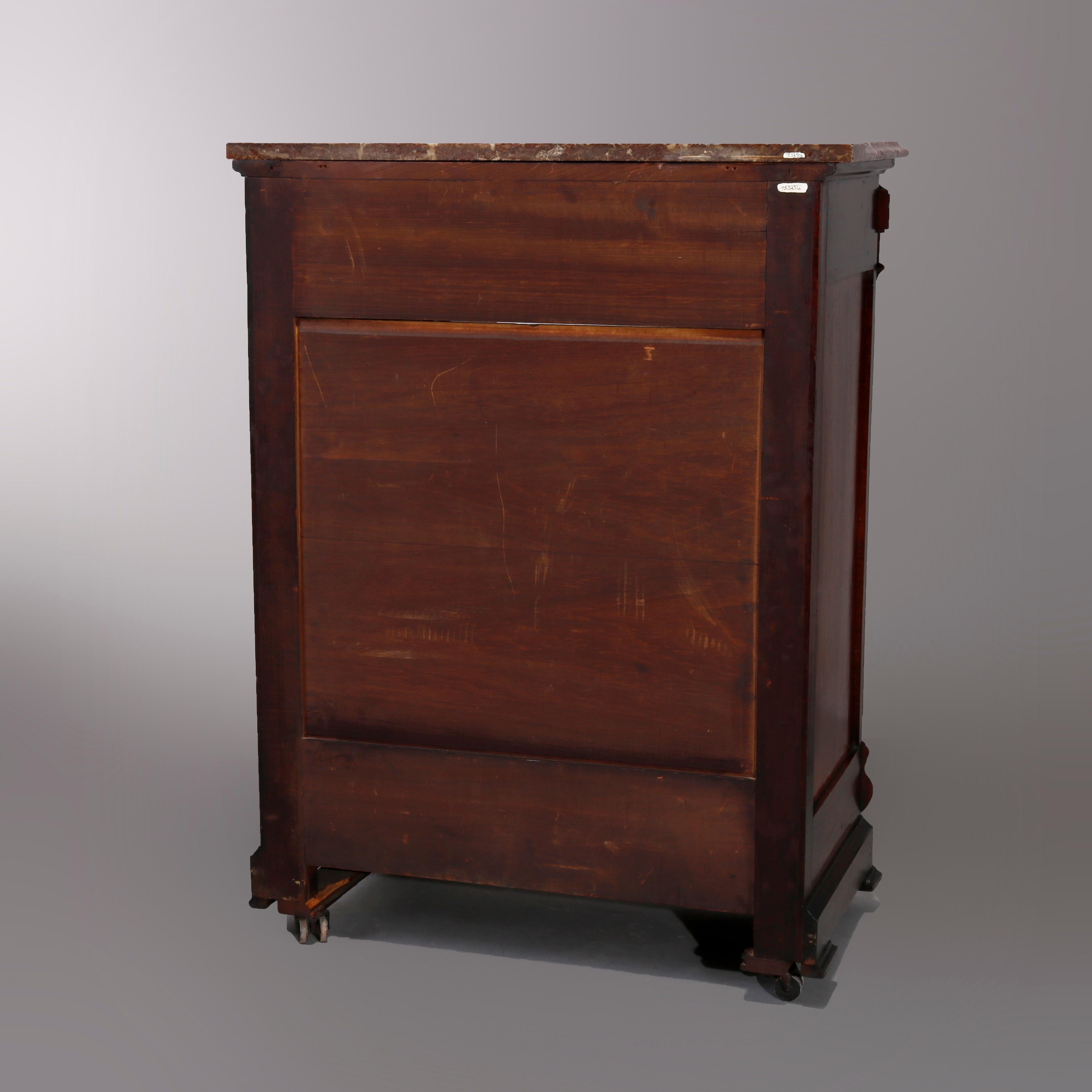 Antique Renaissance Revival Walnut Music Cabinet with Rouge Marble Top, c1870 2