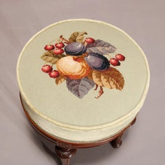 Antique Renaissance Revival Walnut & Needlepoint Piano Stool, c 1890