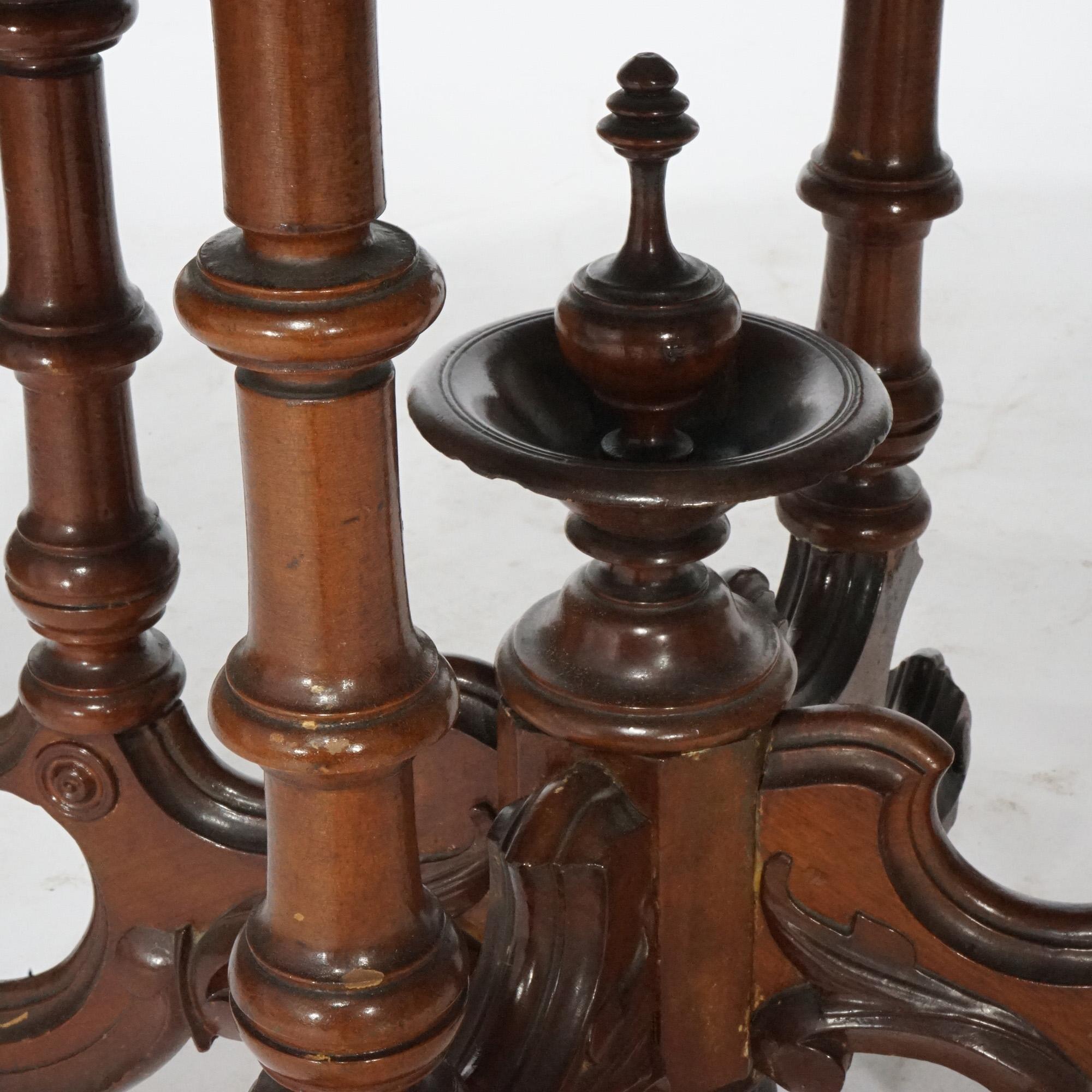 Antique Renaissance Revival Walnut Oval Marble Top Parlor Table, circa 1890 For Sale 10