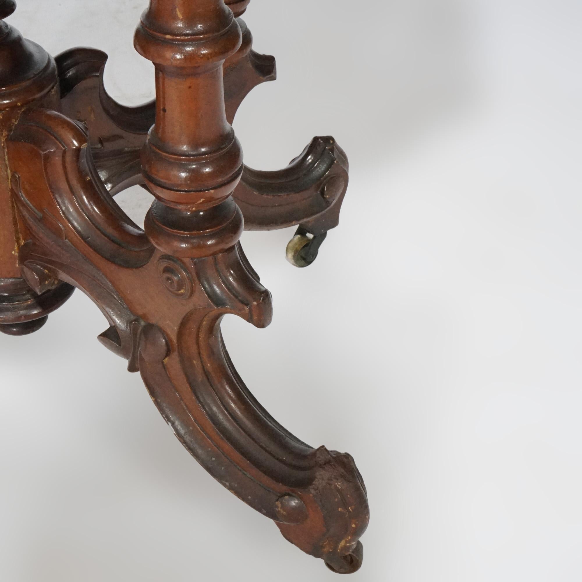 Antique Renaissance Revival Walnut Oval Marble Top Parlor Table, circa 1890 For Sale 12