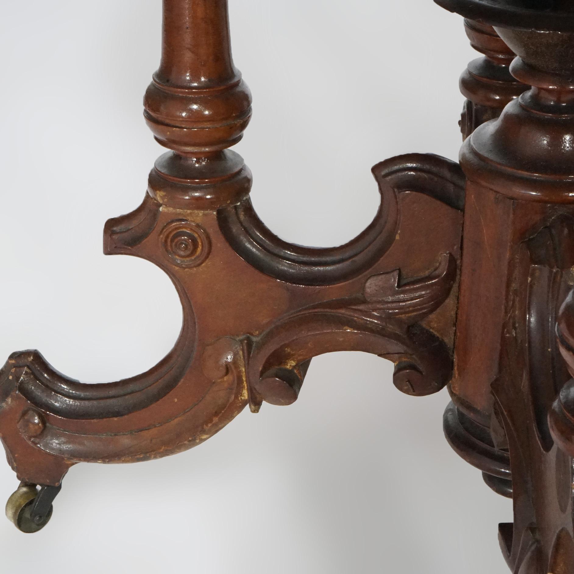 Antique Renaissance Revival Walnut Oval Marble Top Parlor Table, circa 1890 12