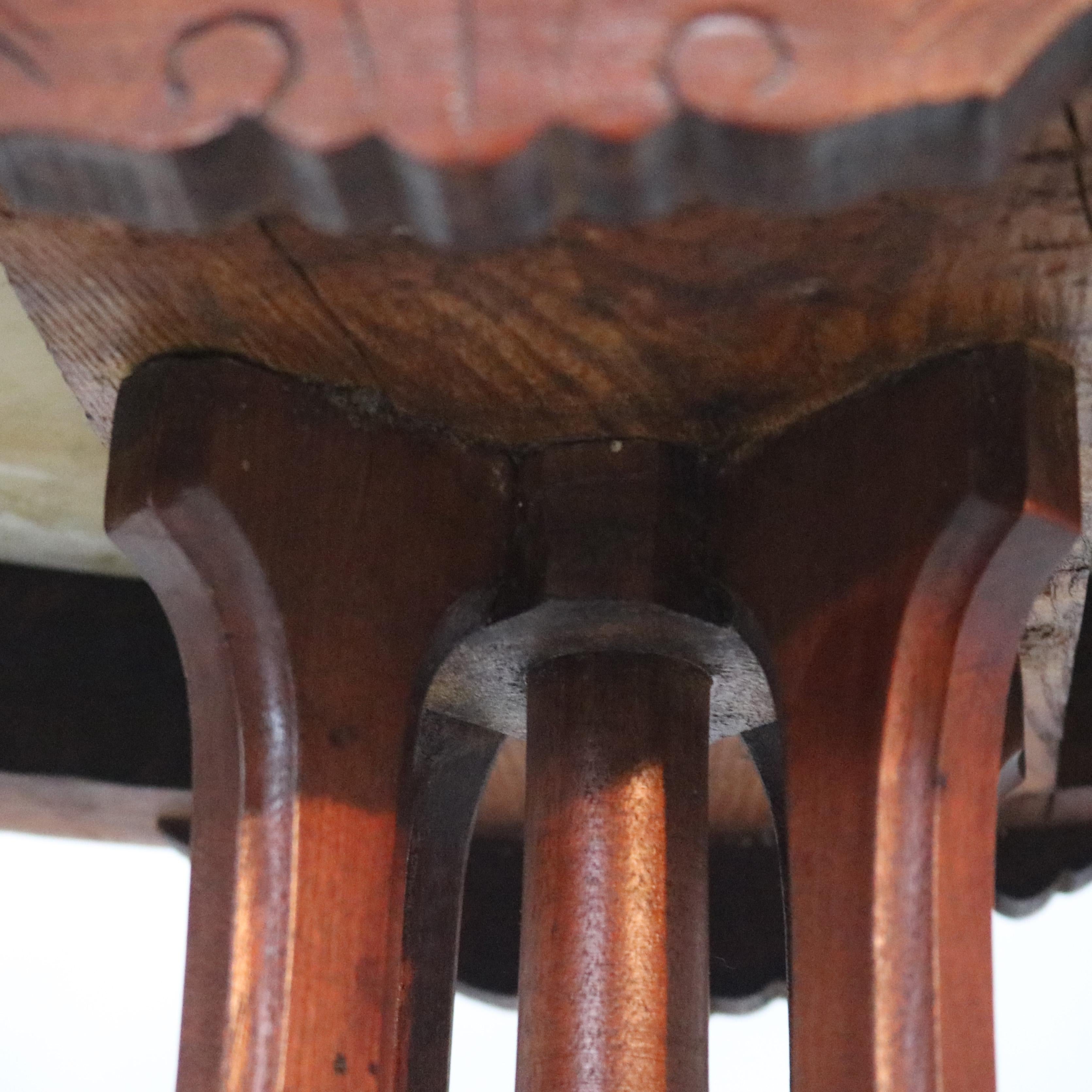 Antique Renaissance Revival Walnut Oval Marble Top Table, Circa 1890 1
