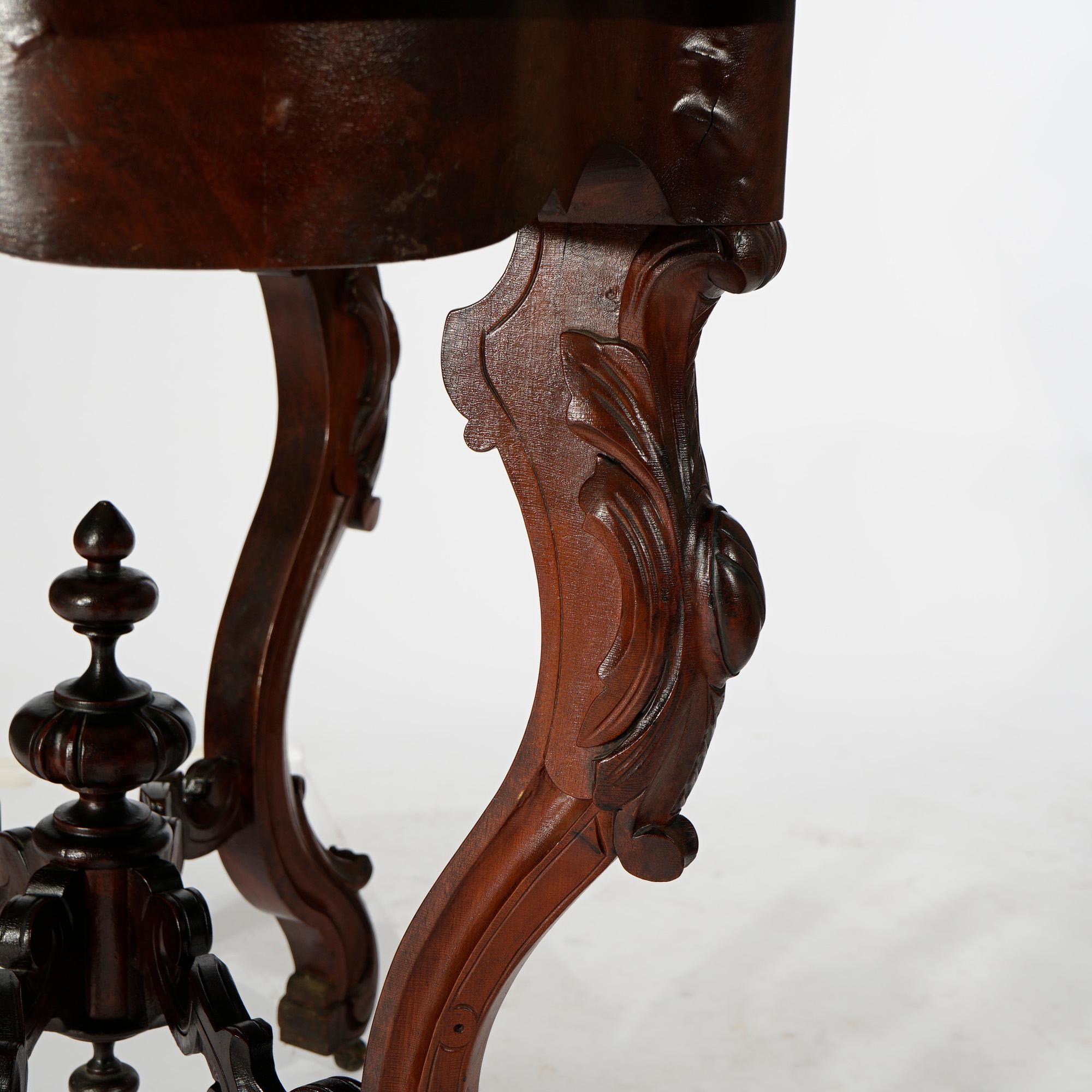 Antique Renaissance Revival Walnut, Rosewood & Marble Parlor Table c1890 For Sale 10