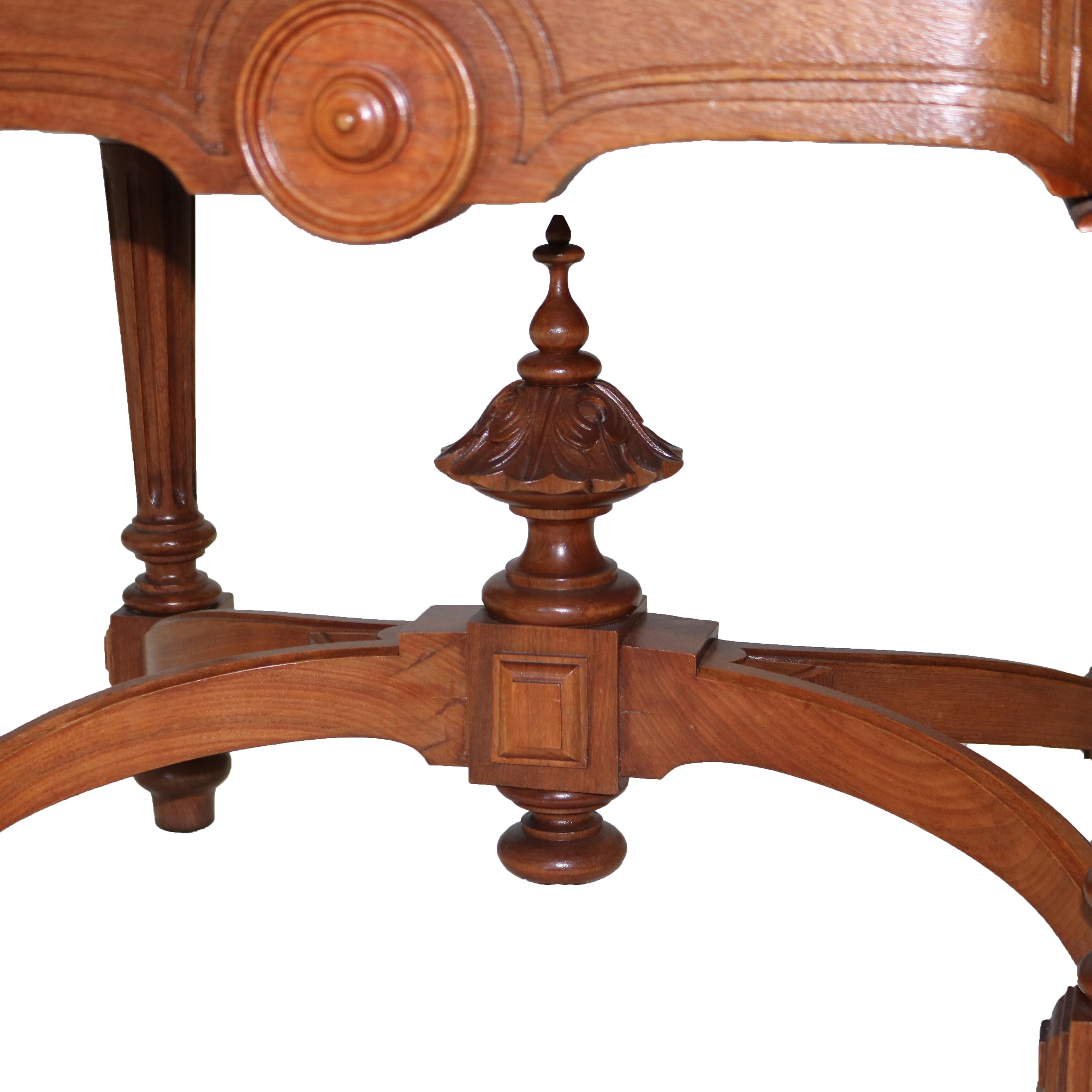 Antique Renaissance Revival Walnut Rouge Marble Parlor Table & Picture Frame Top For Sale 7