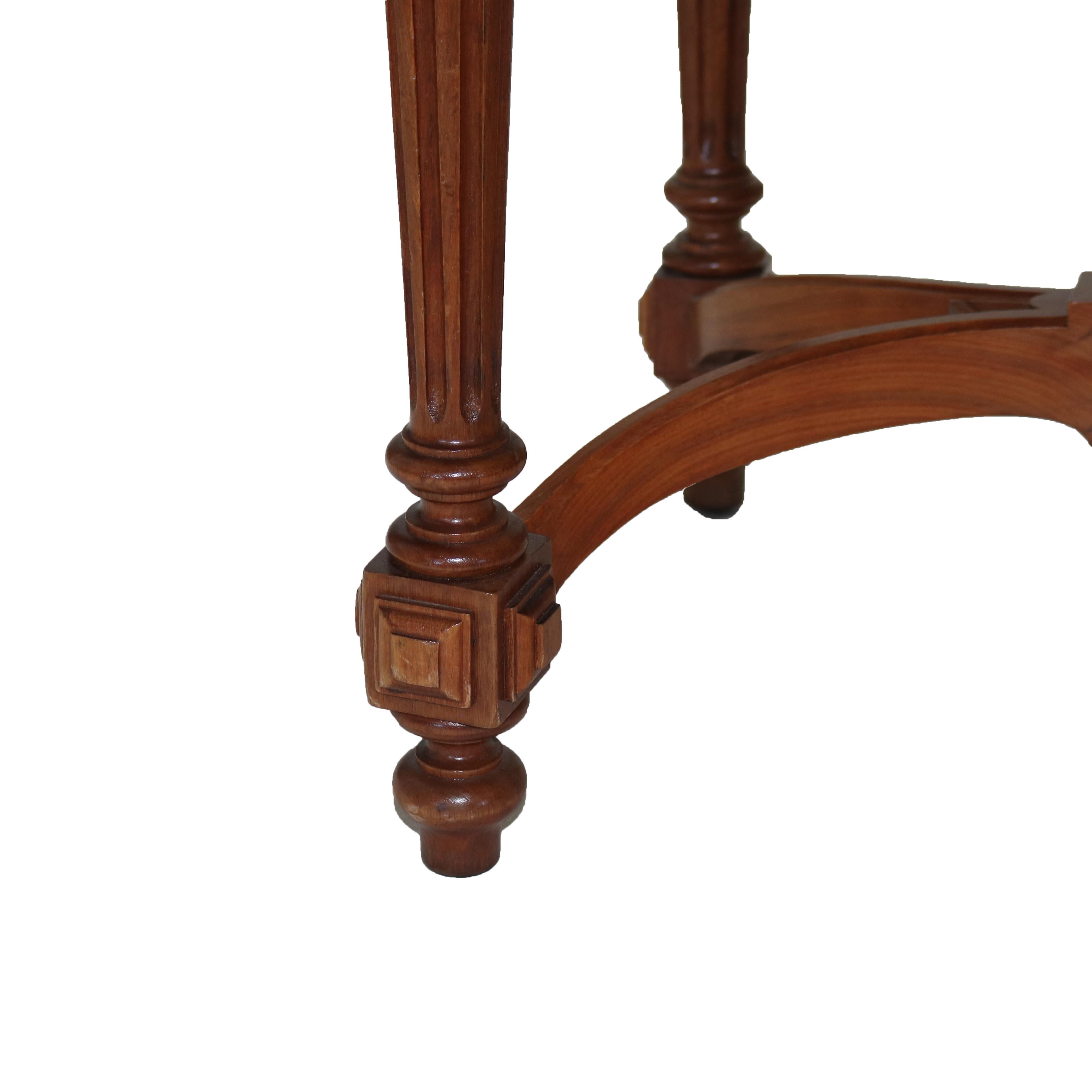 Antique Renaissance Revival Walnut Rouge Marble Parlor Table & Picture Frame Top For Sale 8