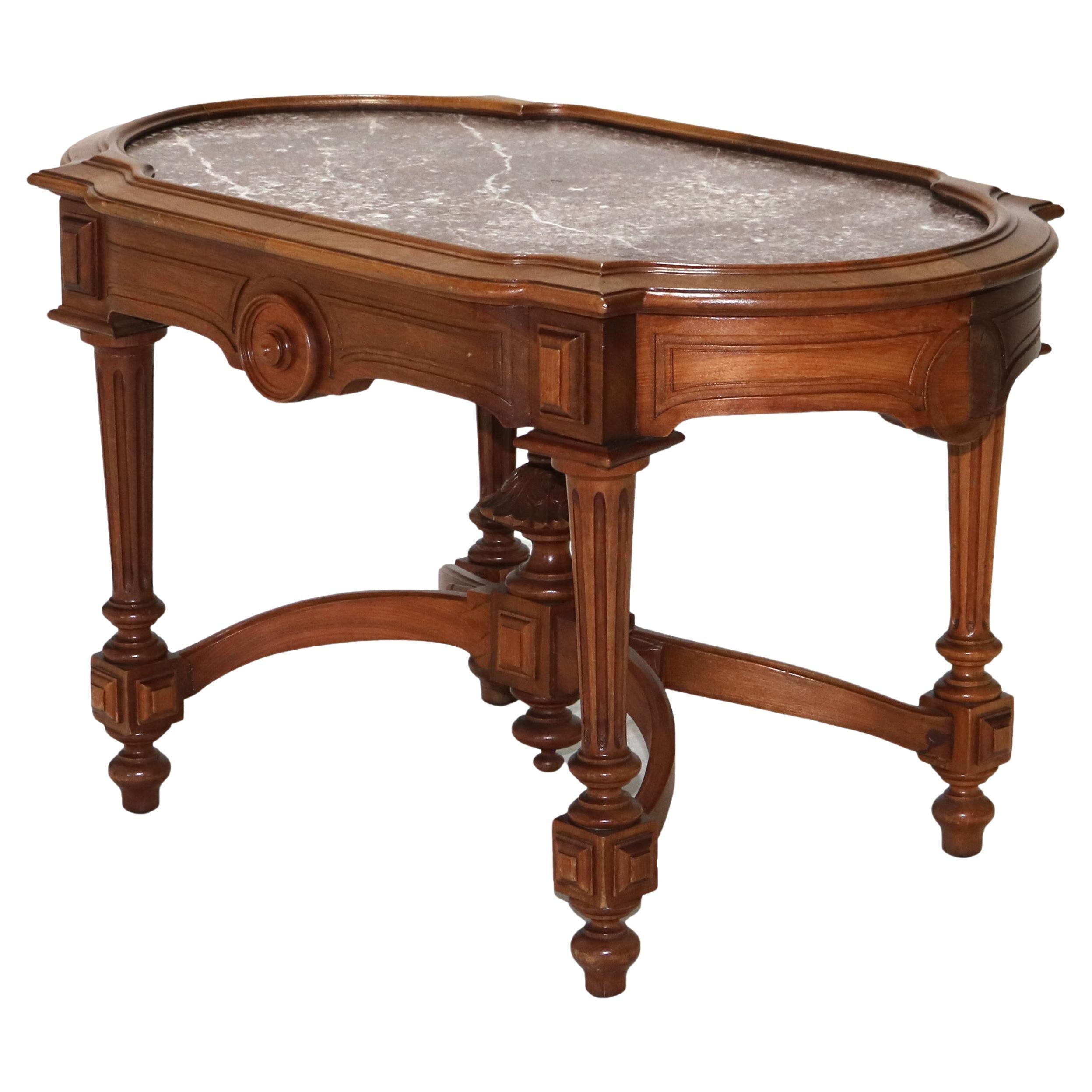 Antique Revive Table de salon en noyer rouge et dessus de cadre photo