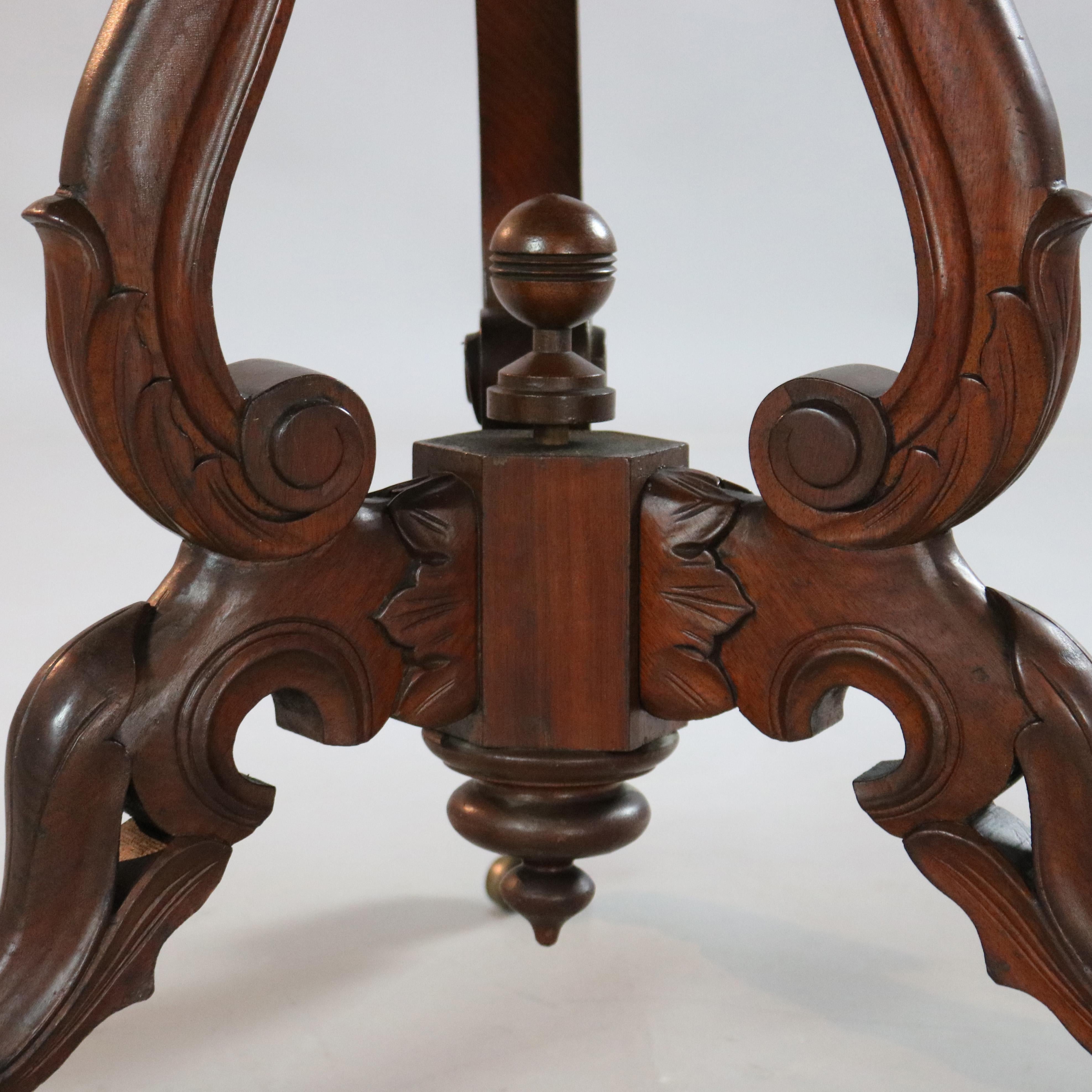 Antique Renaissance Revival Walnut Round Marble-Top Center Table, circa 1890 For Sale 3