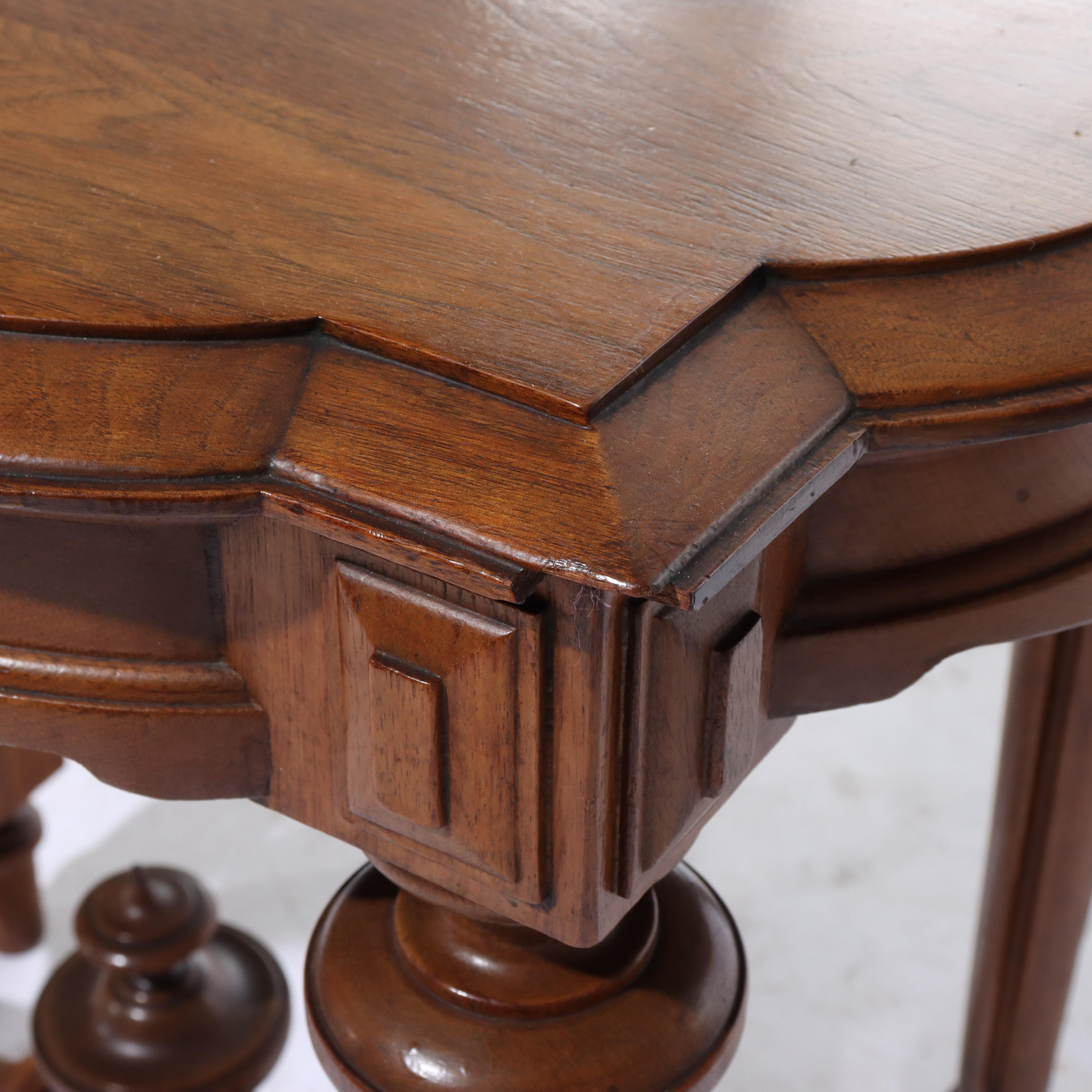 Antique Renaissance Revival Walnut Turtle Top Side Table C1890 For Sale 6