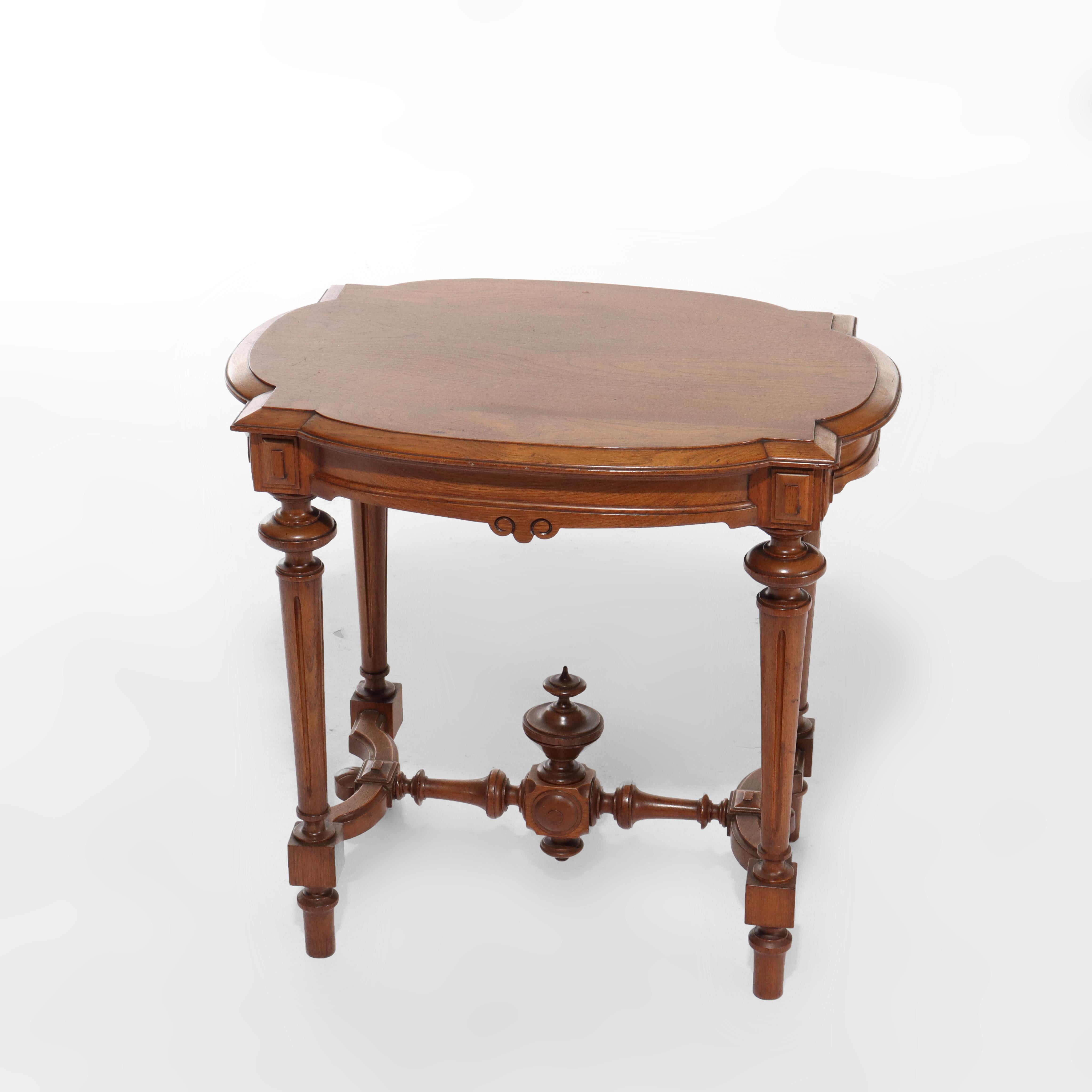 ***Reduced In-House Delivery Rates - Click on “Ask Seller” to Request a Quote***
Antique Renaissance Revival Walnut Turtle Top Side Table Unsigned C1890
Measures - 27 1/2