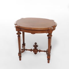 Antique Renaissance Revival Walnut Turtle Top Side Table C1890