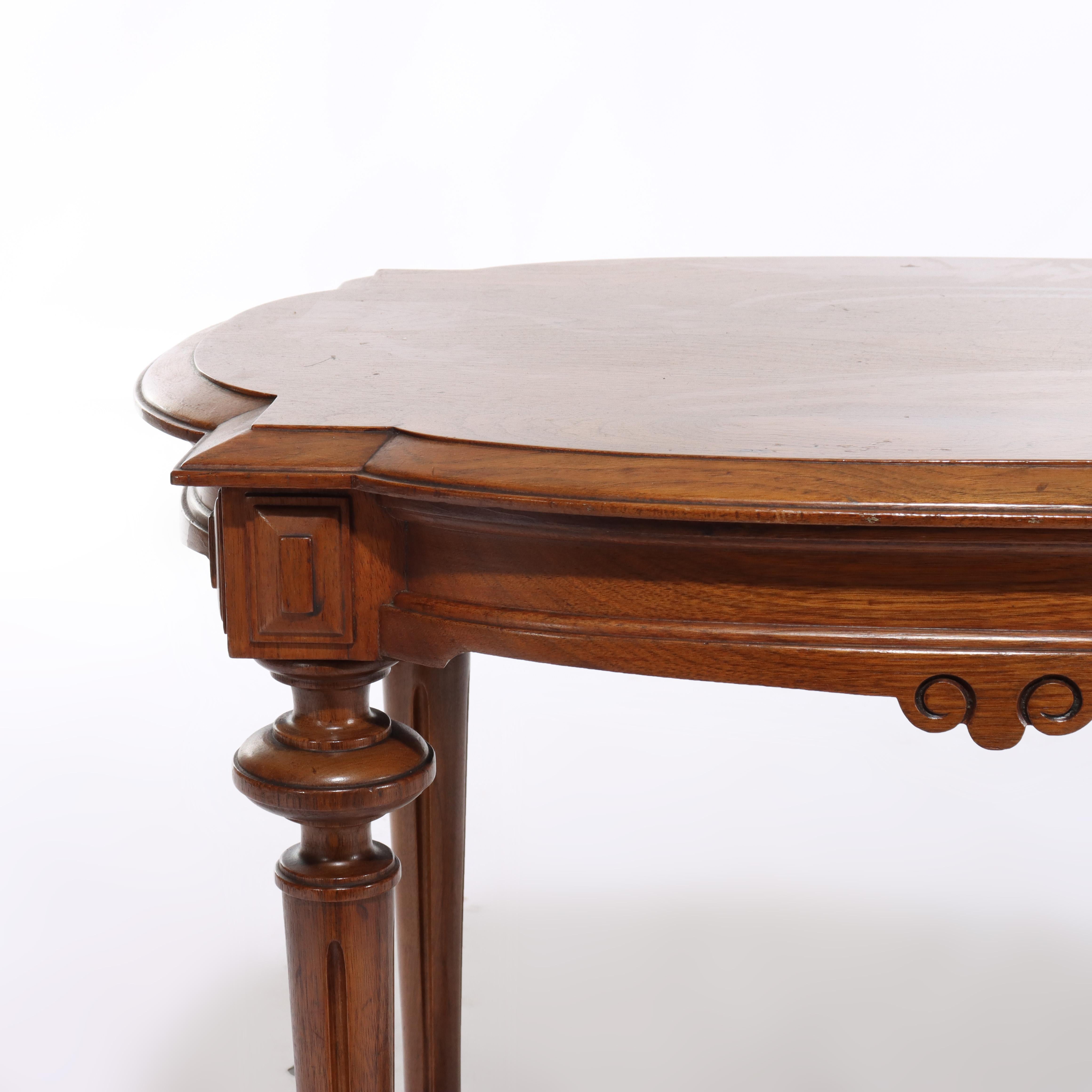 19th Century Antique Renaissance Revival Walnut Turtle Top Side Table C1890 For Sale