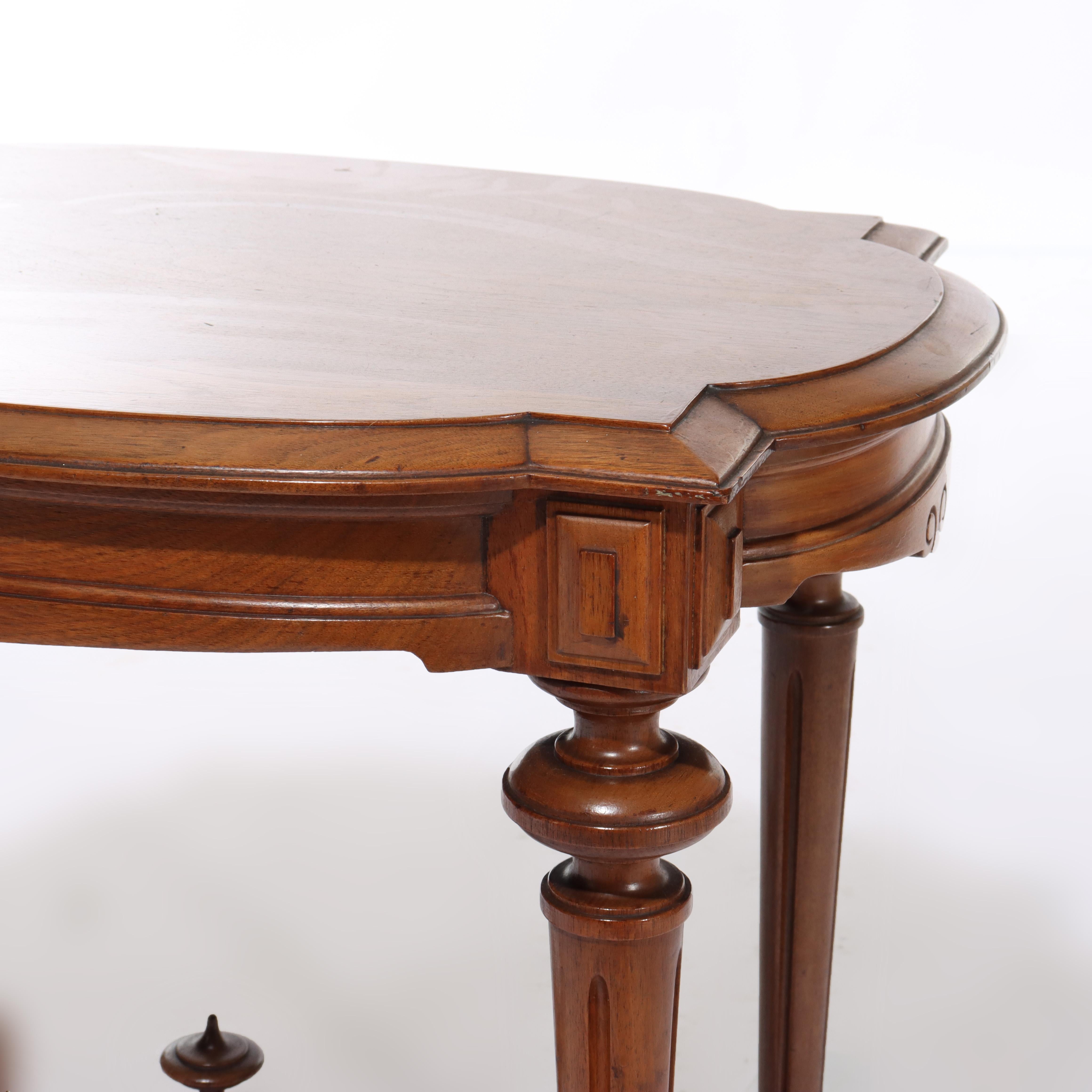 Antique Renaissance Revival Walnut Turtle Top Side Table C1890 For Sale 2