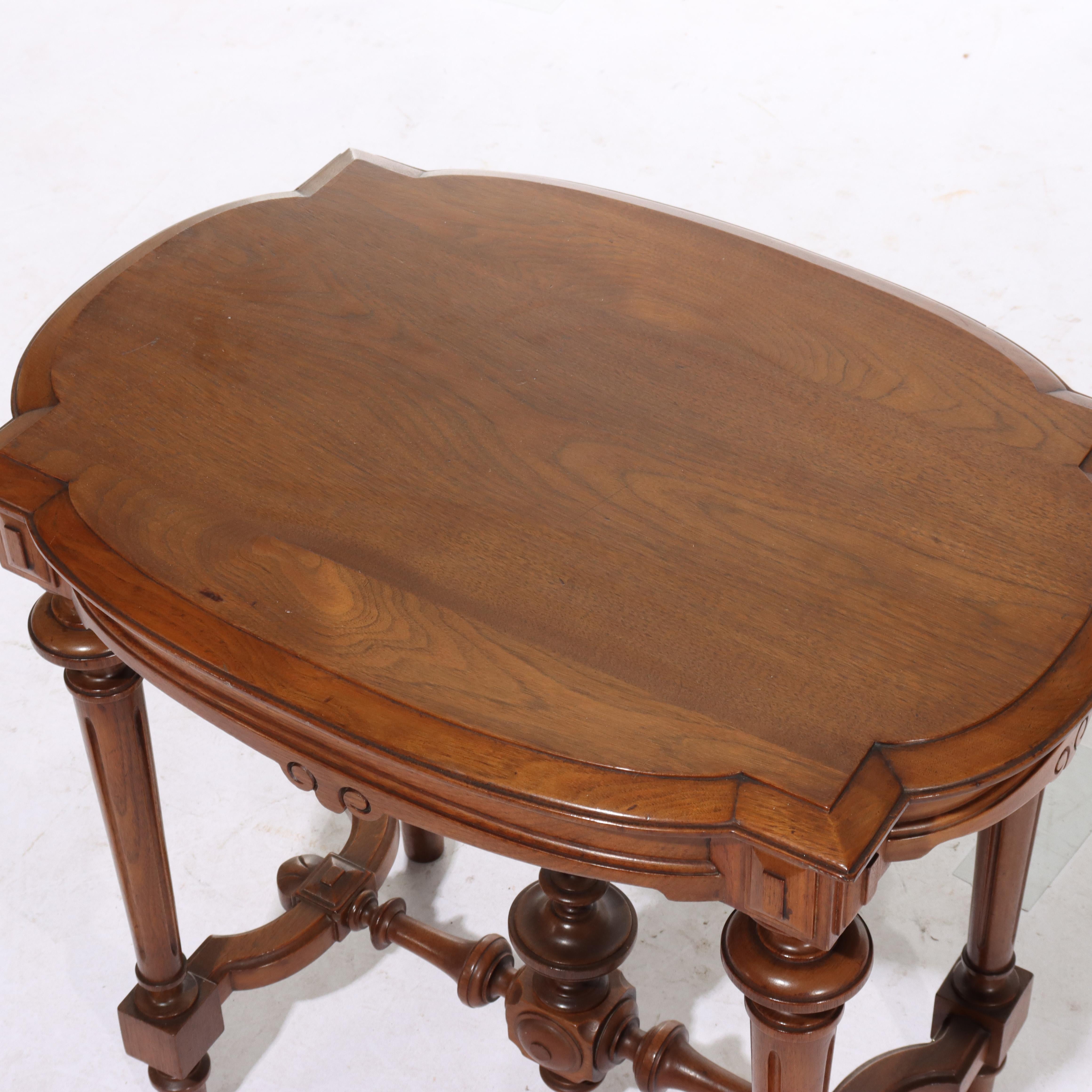 Antique Renaissance Revival Walnut Turtle Top Side Table C1890 For Sale 3