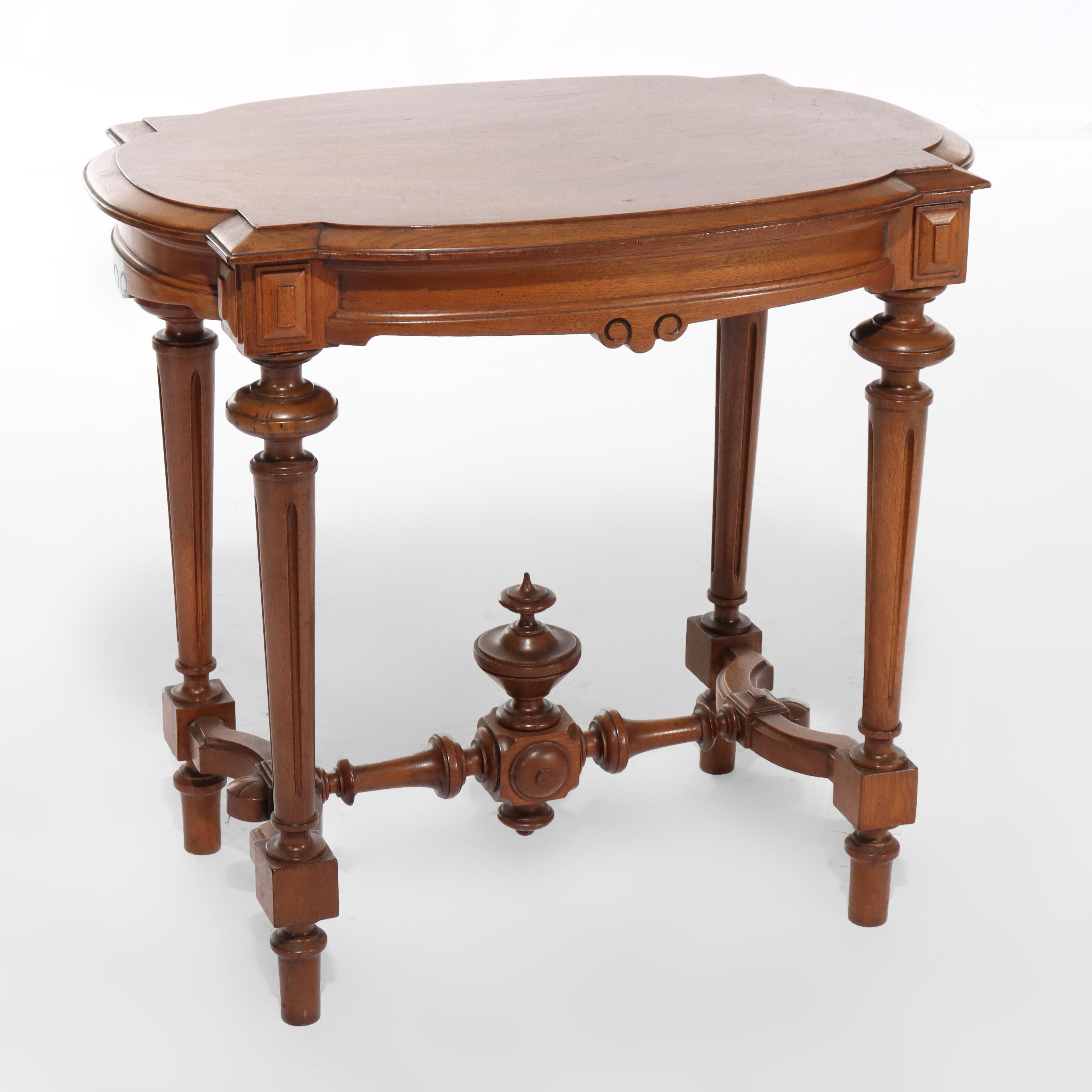 Antique Renaissance Revival Walnut Turtle Top Side Table C1890 For Sale 4