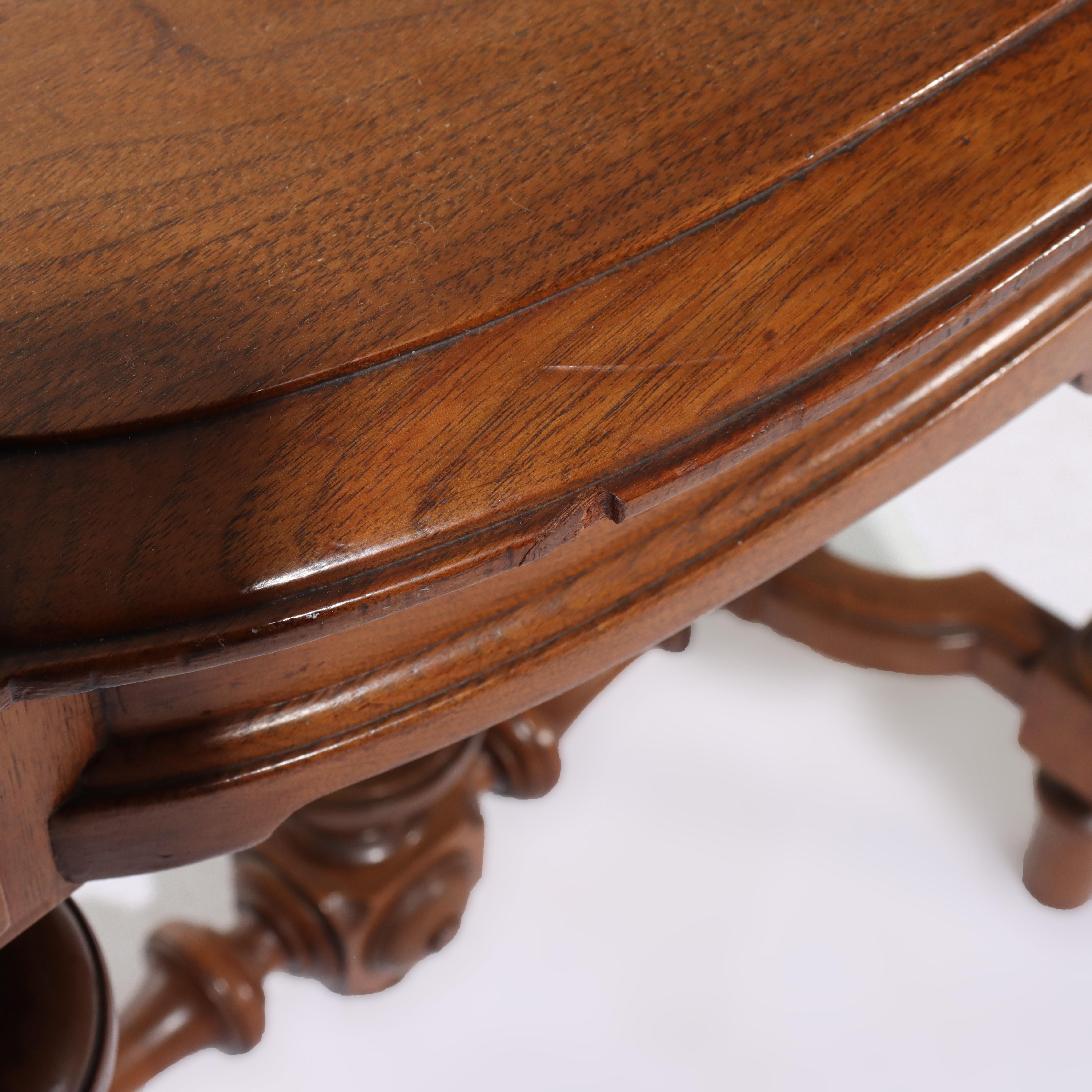 Antique Renaissance Revival Walnut Turtle Top Side Table C1890 For Sale 5