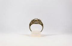 Antique Renaissance Style 0.90 Carat White Diamond White Gold Ring