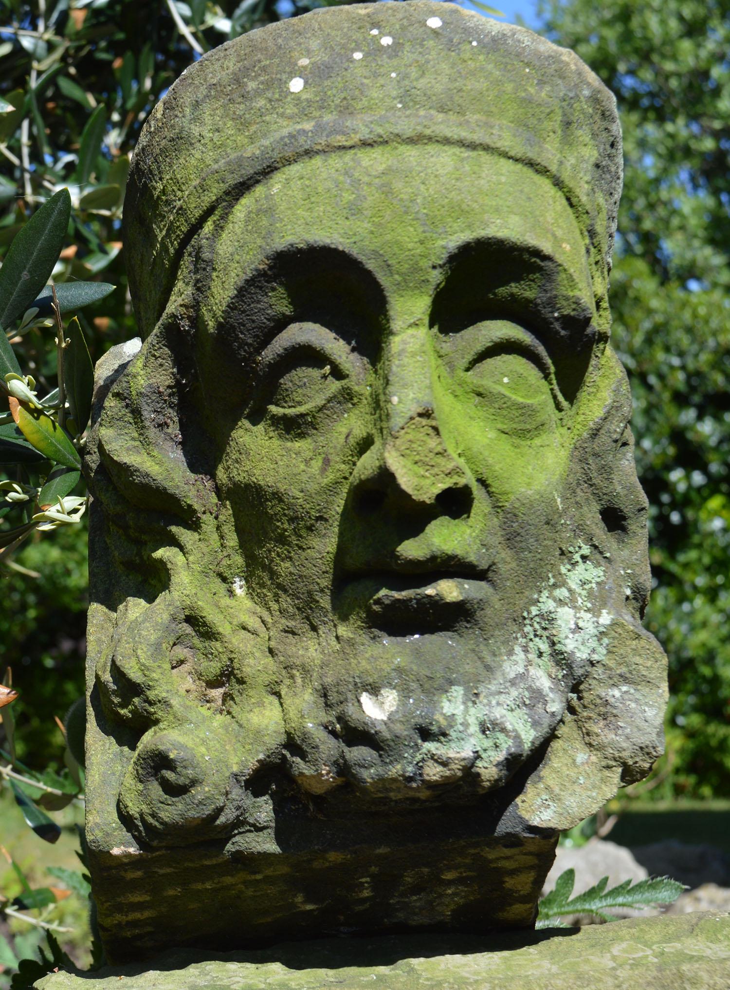 Wonderful stone carving of a kings face.

Probably English.

I have dated it at least, 19th century. It is most likely earlier than this. Difficult to be precise.

    